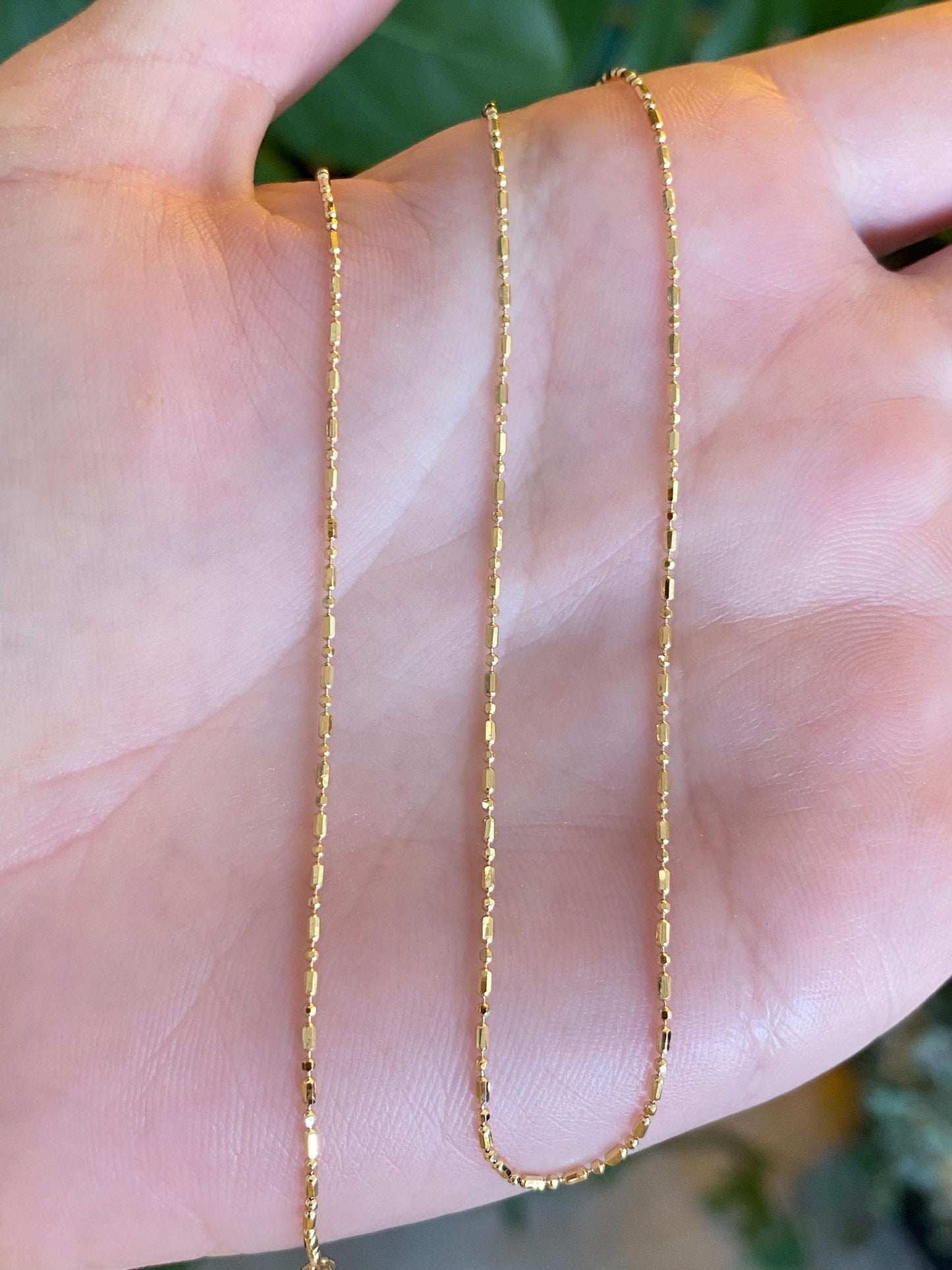 Vintage Solid 18k Yellow Gold Bead Chain Necklace - 15.75 inches