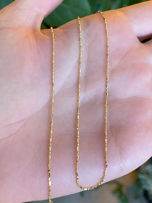 Vintage Solid 18k Yellow Gold Bead Chain Necklace - 15.75 inches