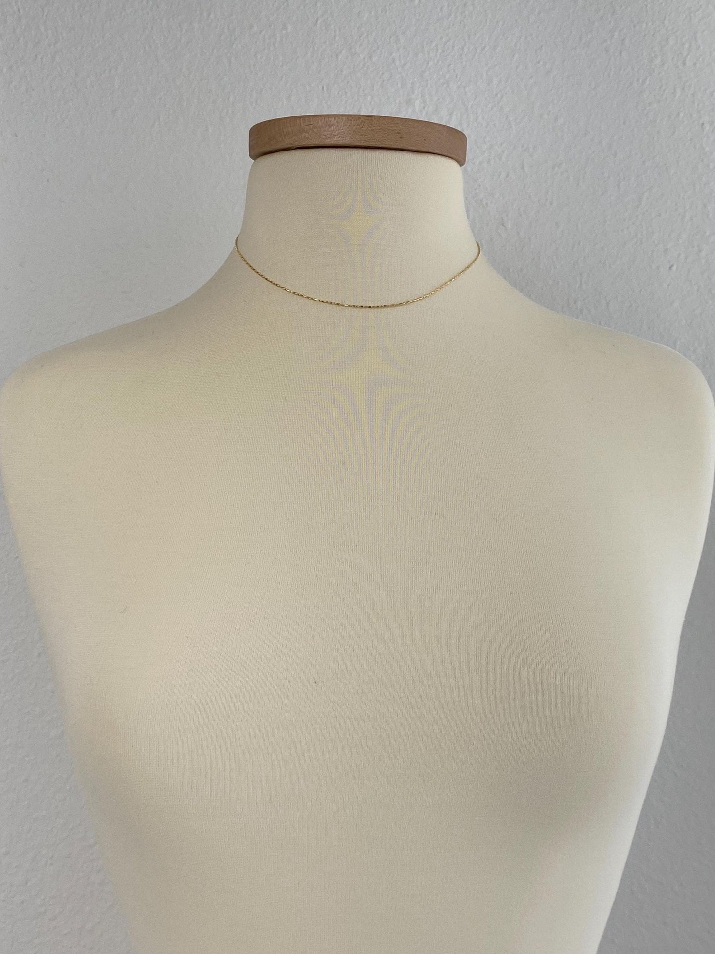 Vintage Solid 18k Yellow Gold Bead Chain Necklace - 15.75 inches
