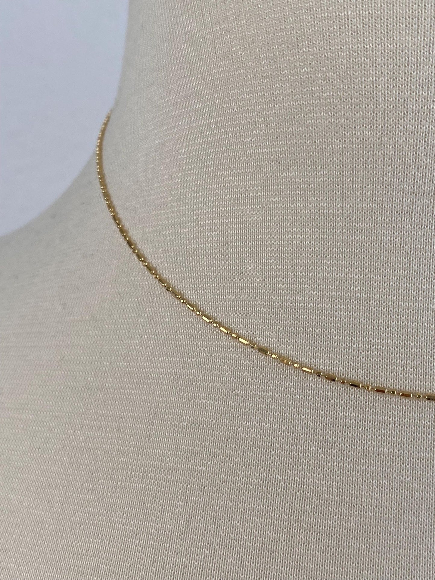 Vintage Solid 18k Yellow Gold Bead Chain Necklace - 15.75 inches