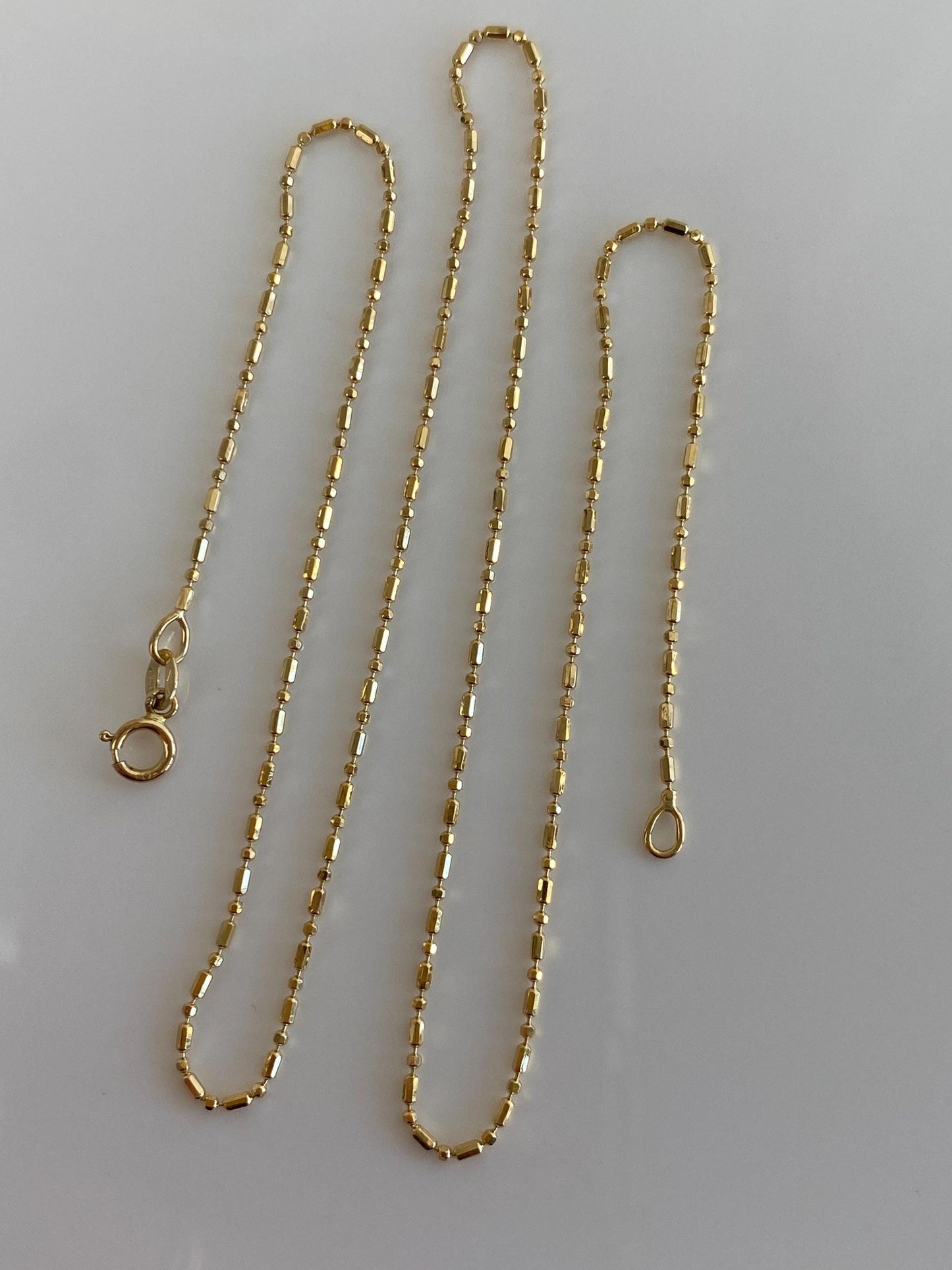 Vintage Solid 18k Yellow Gold Bead Chain Necklace - 15.75 inches