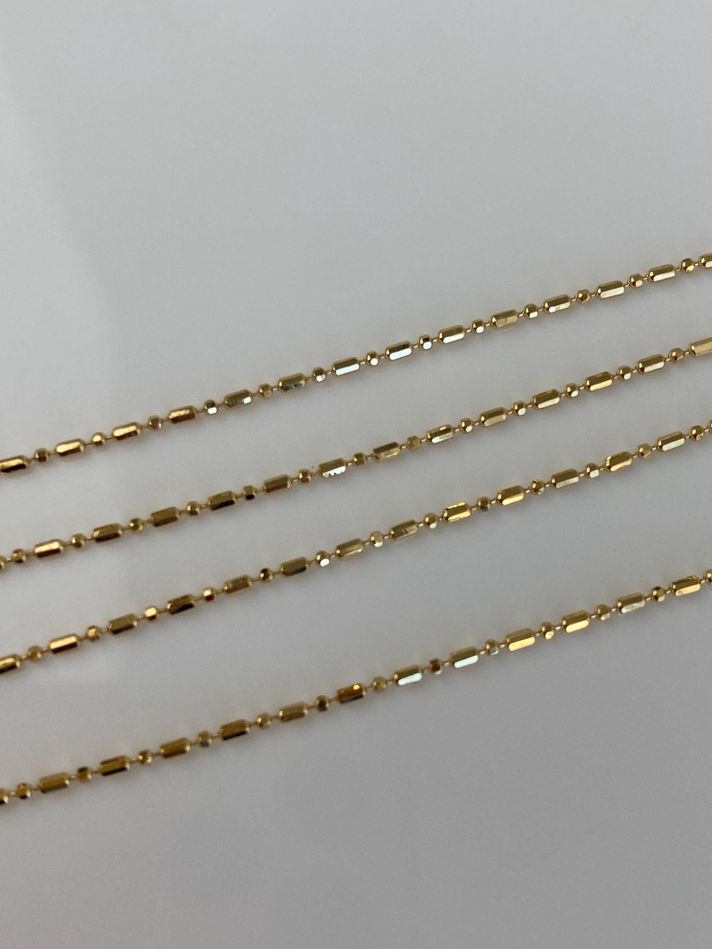 Vintage Solid 18k Yellow Gold Bead Chain Necklace - 15.75 inches