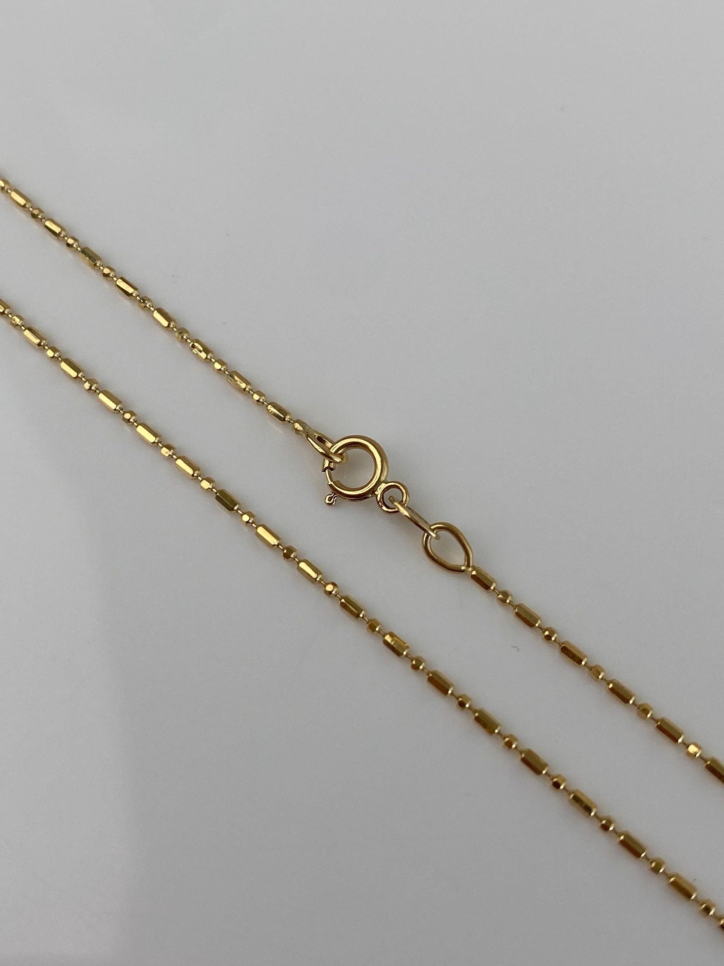 Vintage Solid 18k Yellow Gold Bead Chain Necklace - 15.75 inches