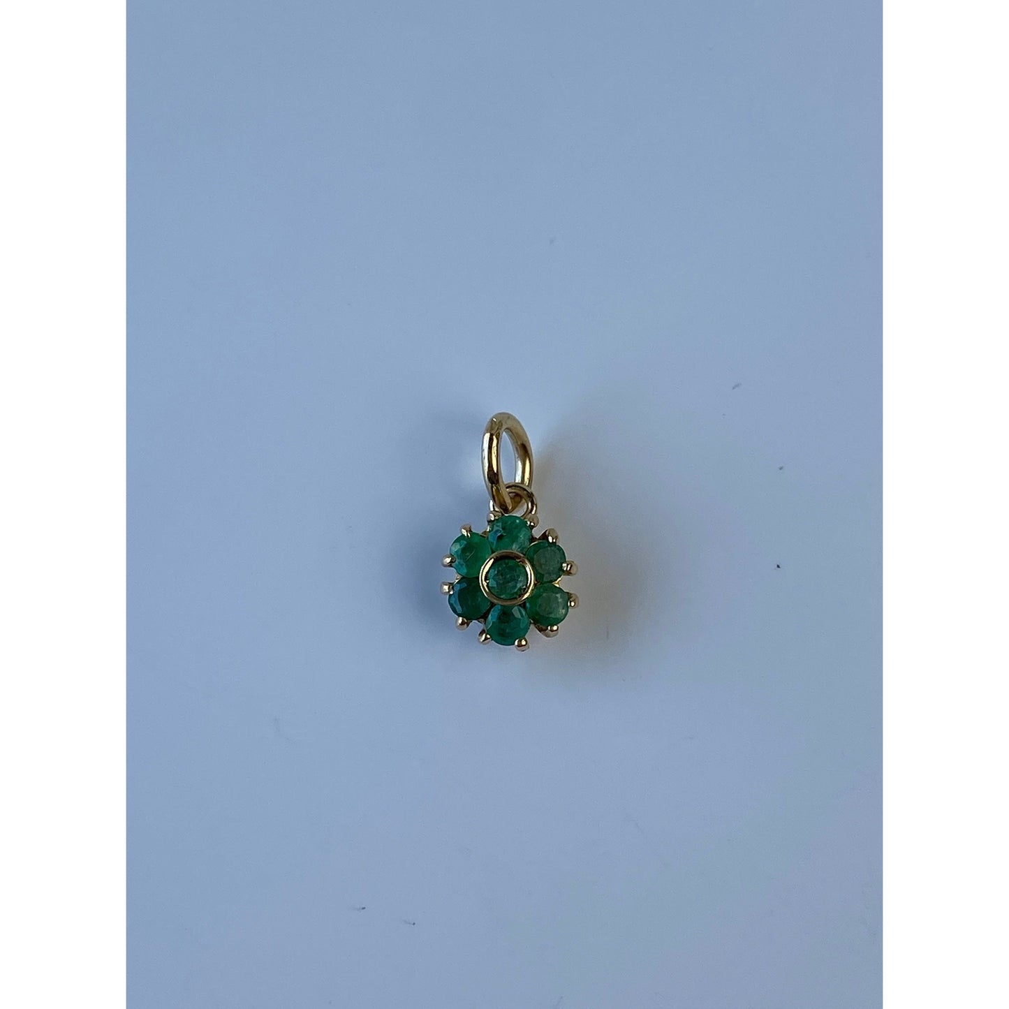 Vintage Solid 14k Yellow Gold Emerald Cluster Charm