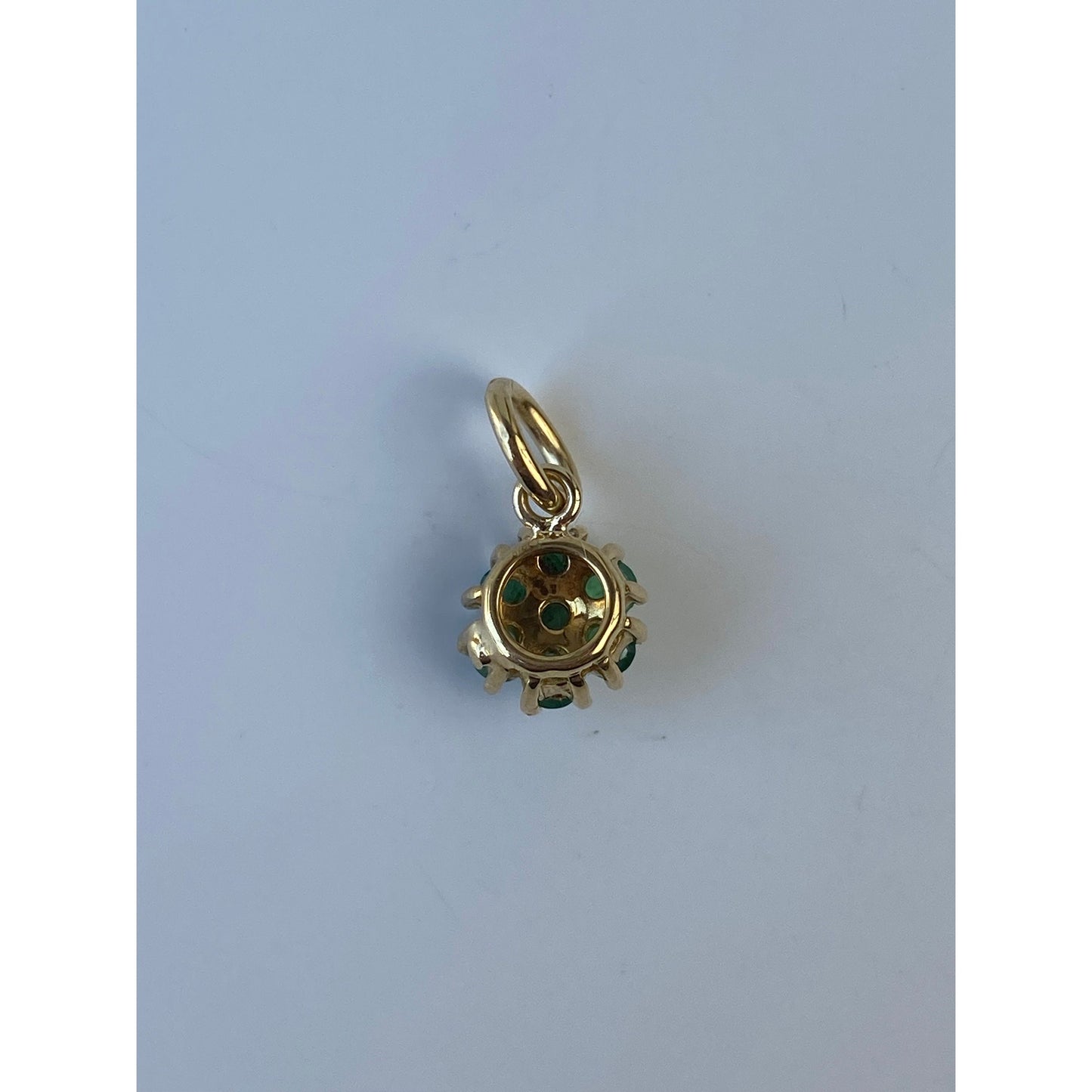 Vintage Solid 14k Yellow Gold Emerald Cluster Charm