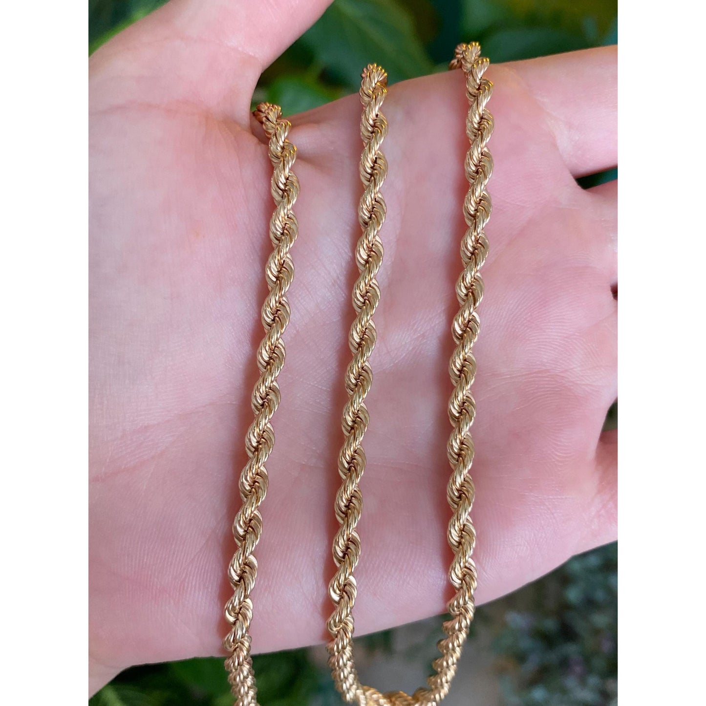Vintage Solid 14k Yellow Gold Rope Chain Necklace - 23.75 inches