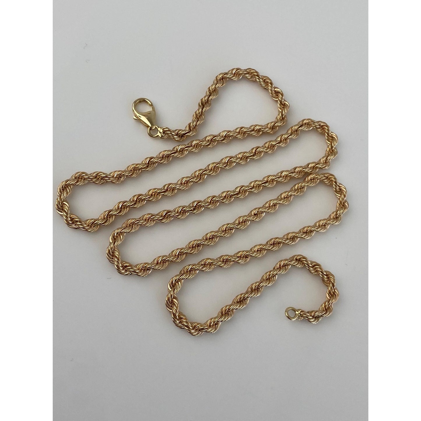 Vintage Solid 14k Yellow Gold Rope Chain Necklace - 23.75 inches