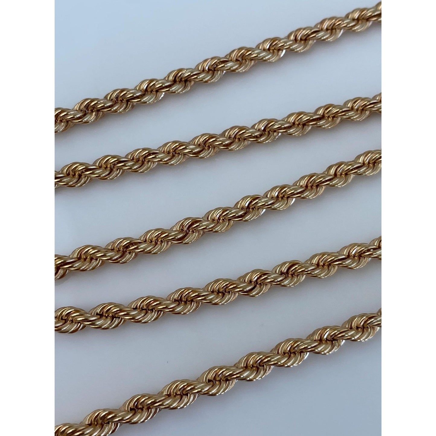 Vintage Solid 14k Yellow Gold Rope Chain Necklace - 23.75 inches
