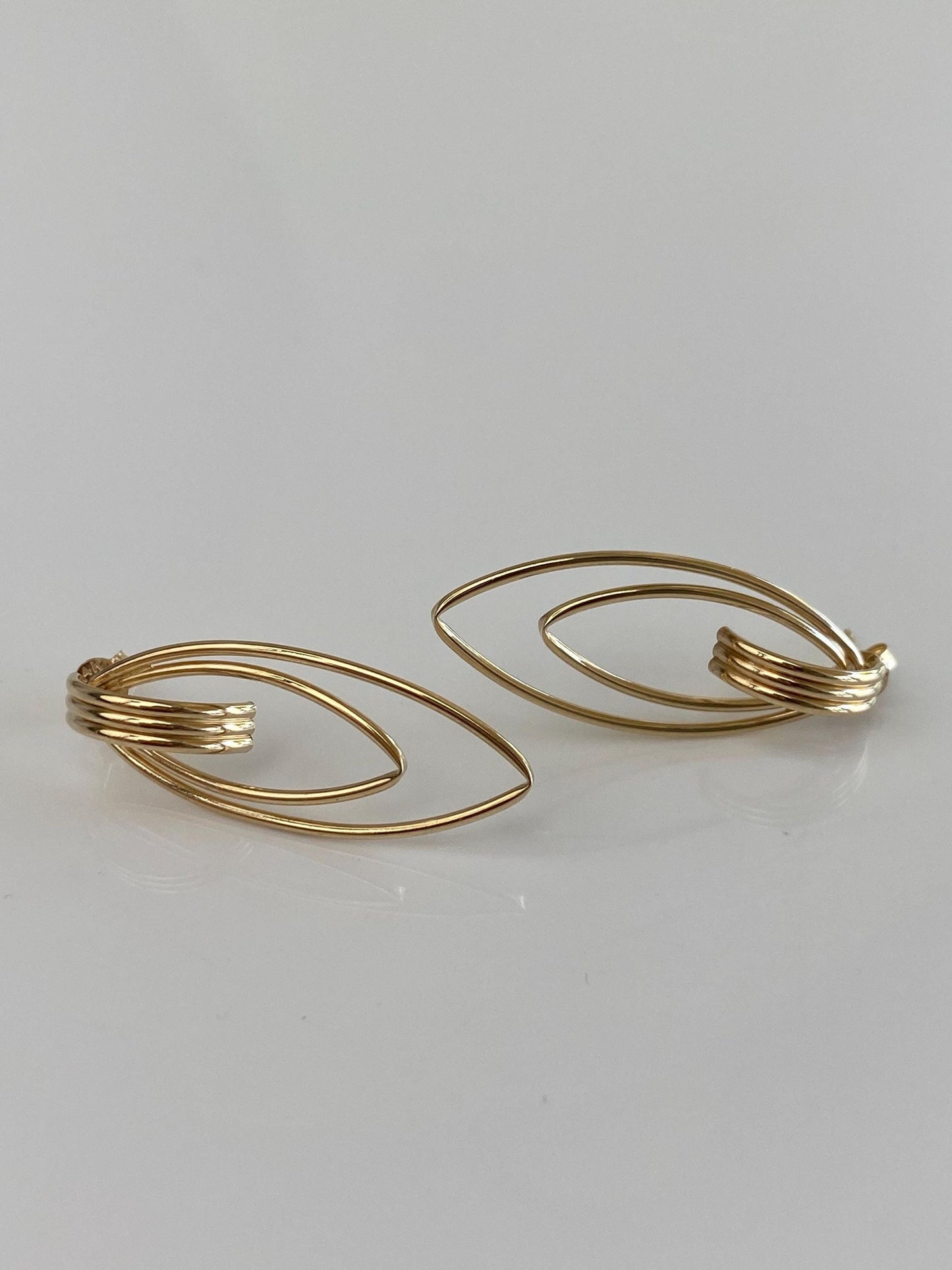 Vintage 14k Yellow Gold Layered Drop Earrings