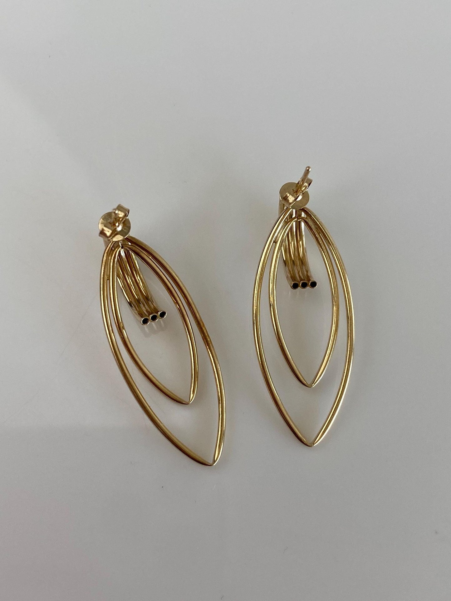 Vintage 14k Yellow Gold Layered Drop Earrings