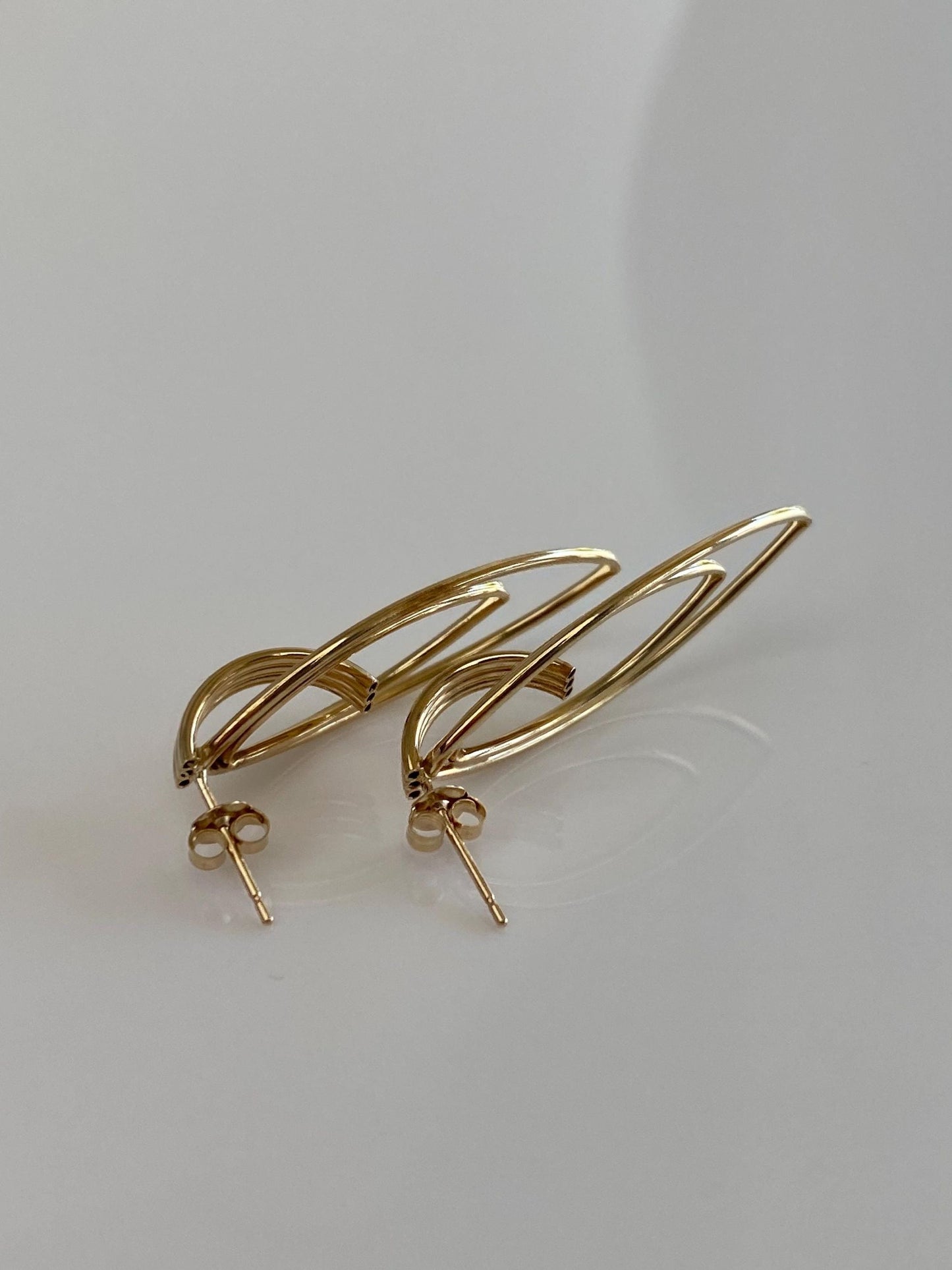 Vintage 14k Yellow Gold Layered Drop Earrings