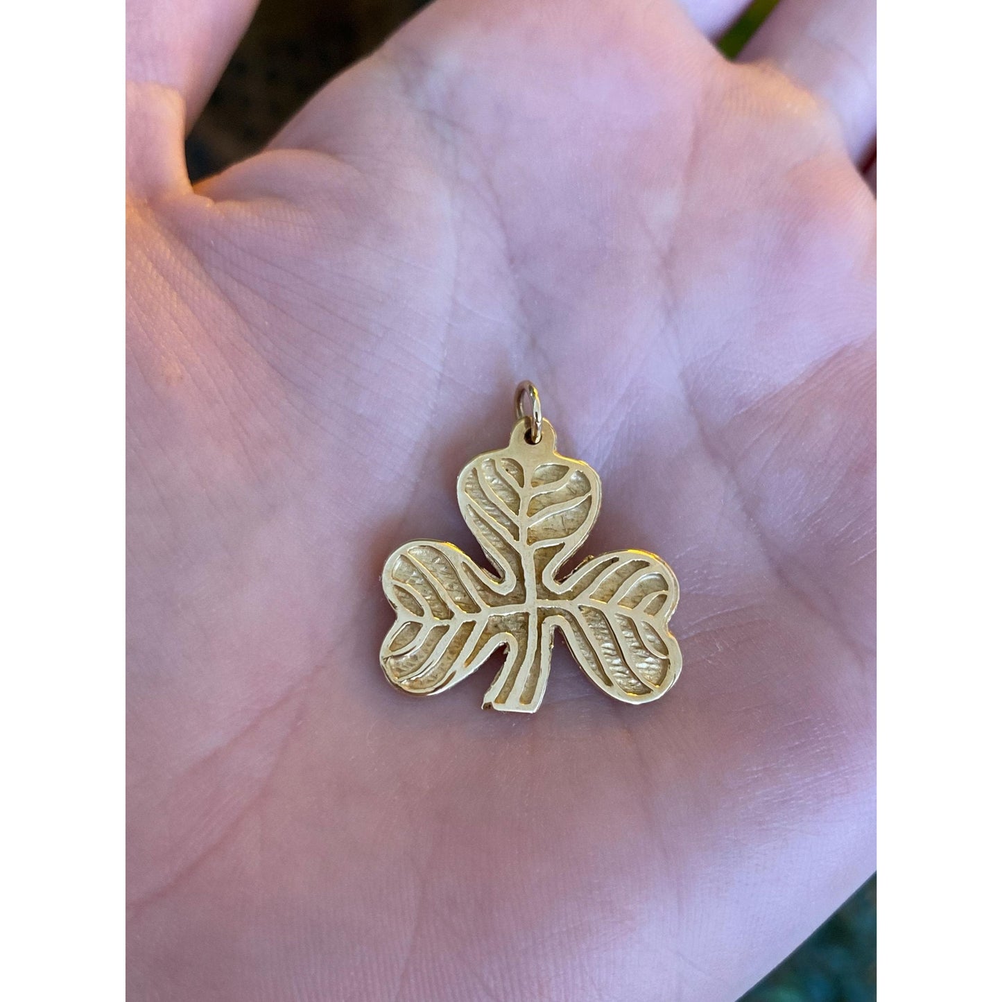 Vintage Solid 14k Yellow Gold Shamrock Charm