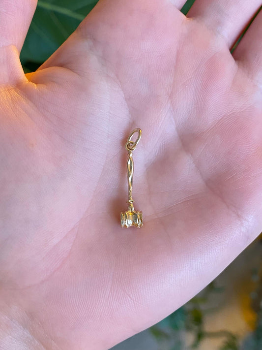 Vintage Solid 14k Yellow Gold Gavel Charm