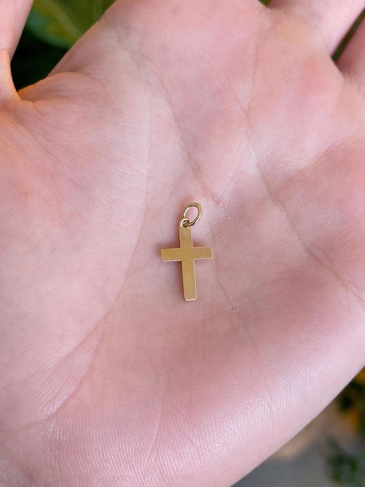 Vintage Solid 14k Yellow Gold Cross Charm