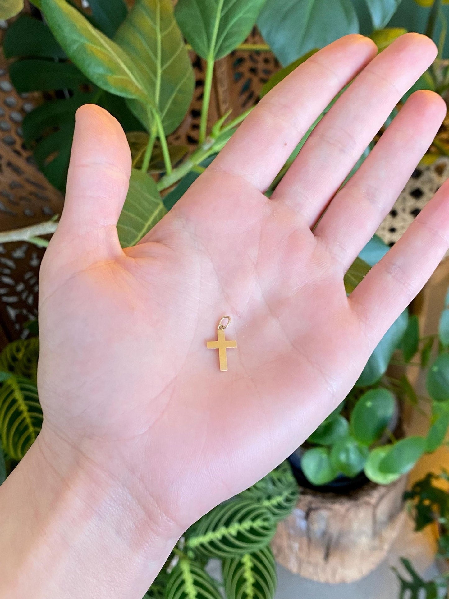 Vintage Solid 14k Yellow Gold Cross Charm