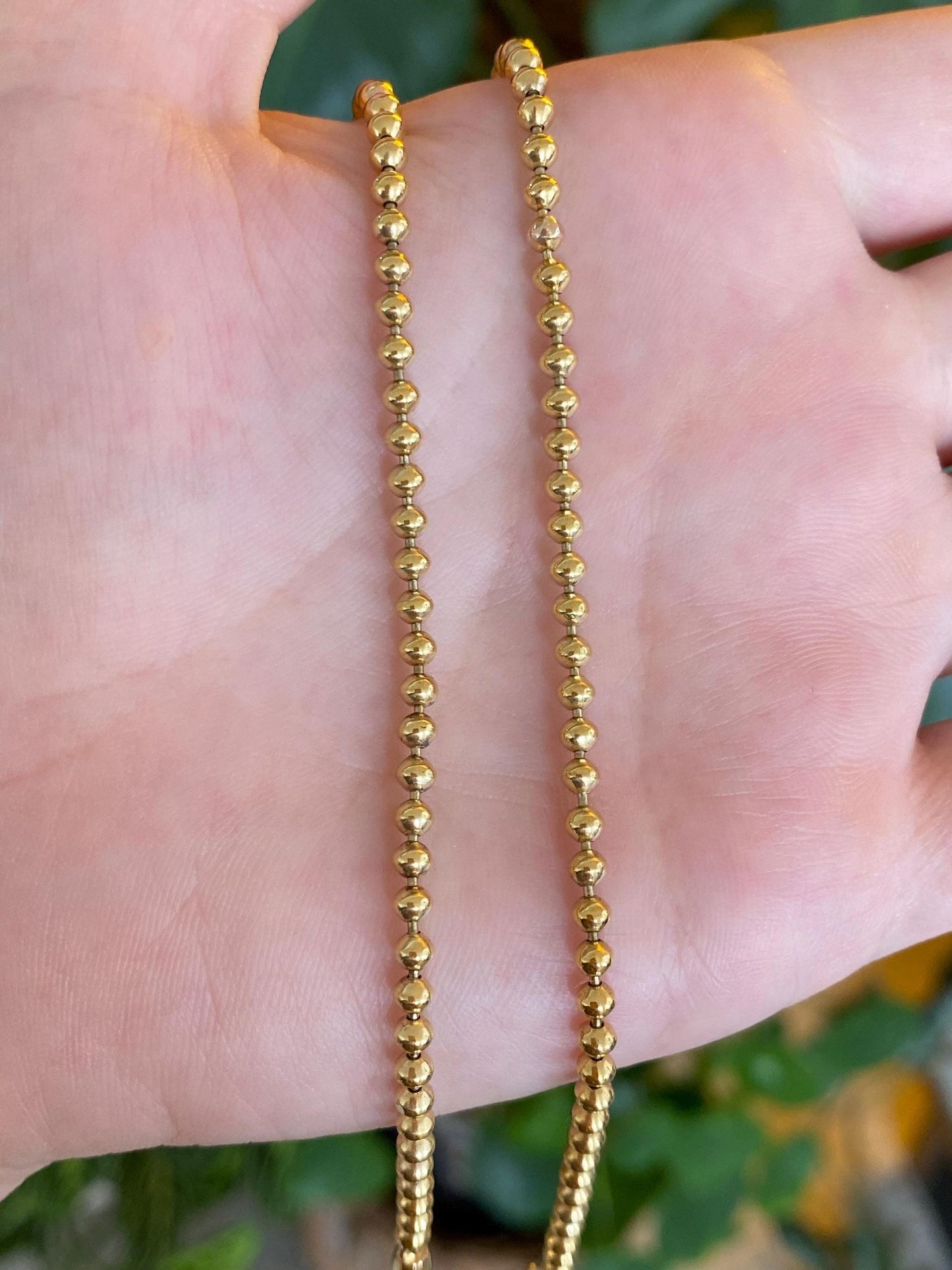 Vintage Solid 22k Yellow Gold Ball Chain Necklace - 15.75 inches