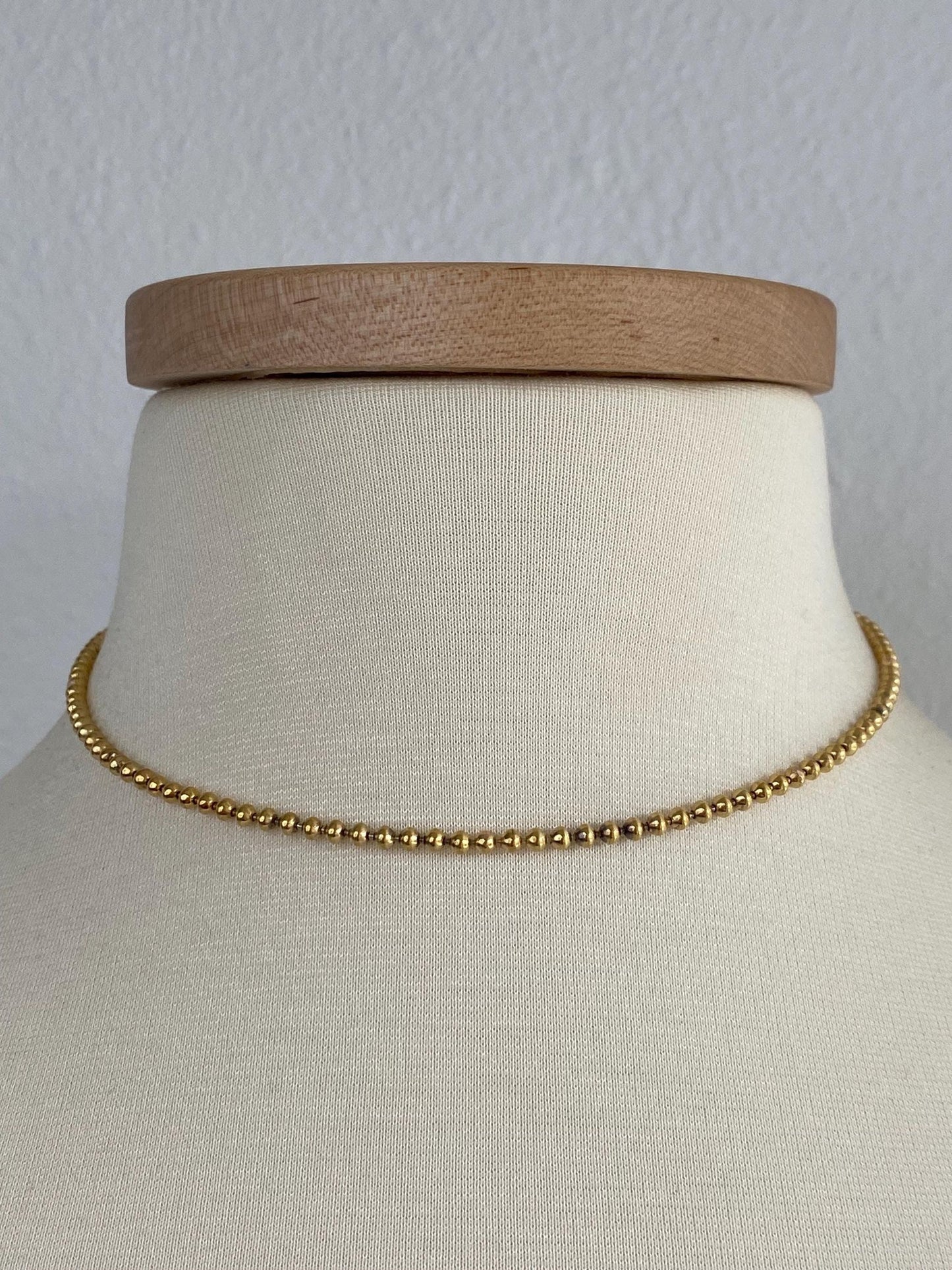 Vintage Solid 22k Yellow Gold Ball Chain Necklace - 15.75 inches