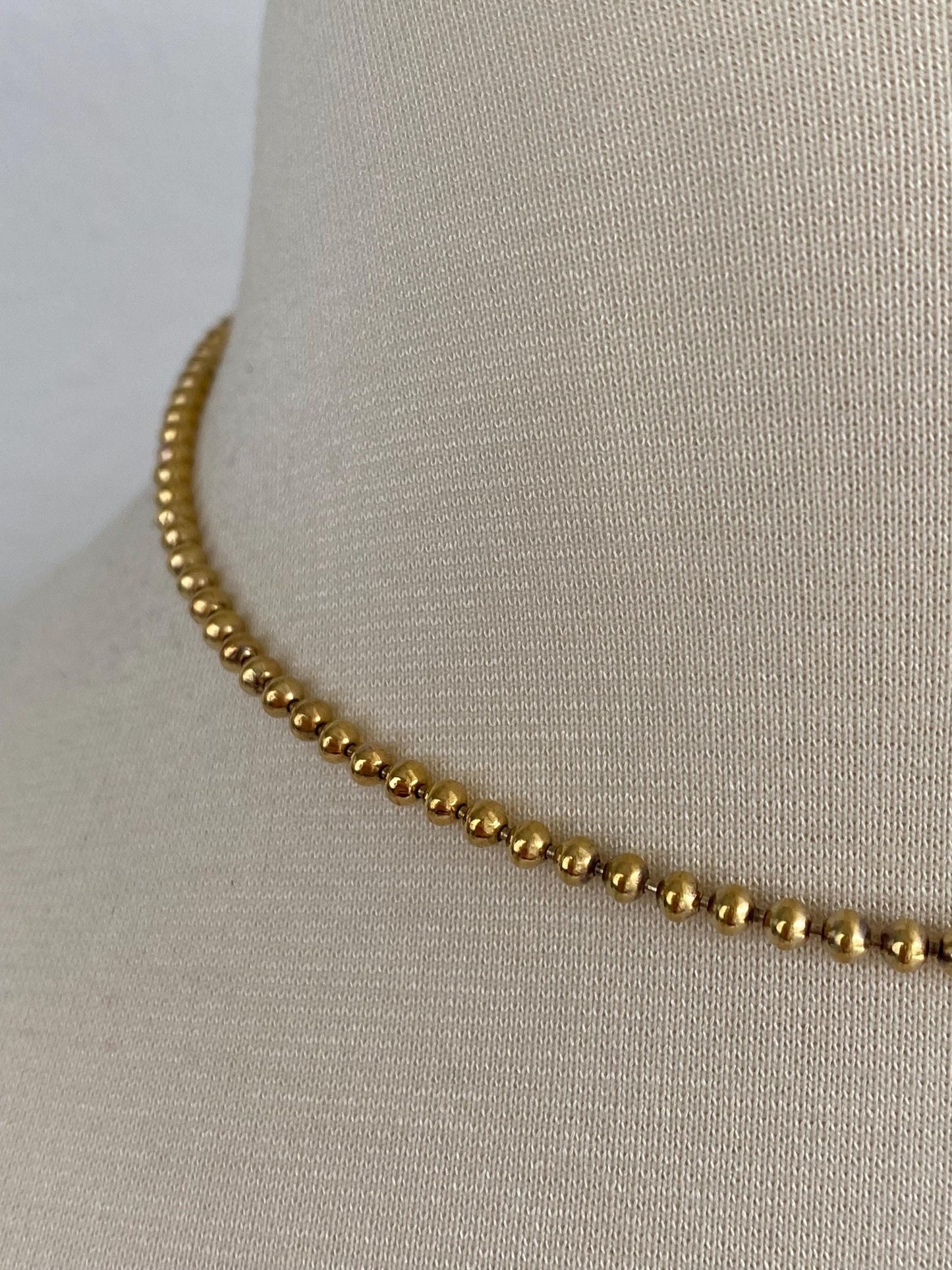 Vintage Solid 22k Yellow Gold Ball Chain Necklace - 15.75 inches
