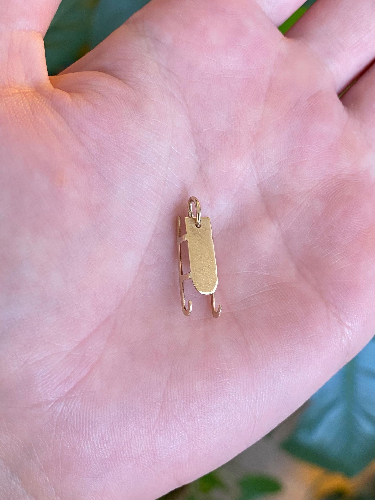Vintage Solid 9k Yellow Gold Sled Charm