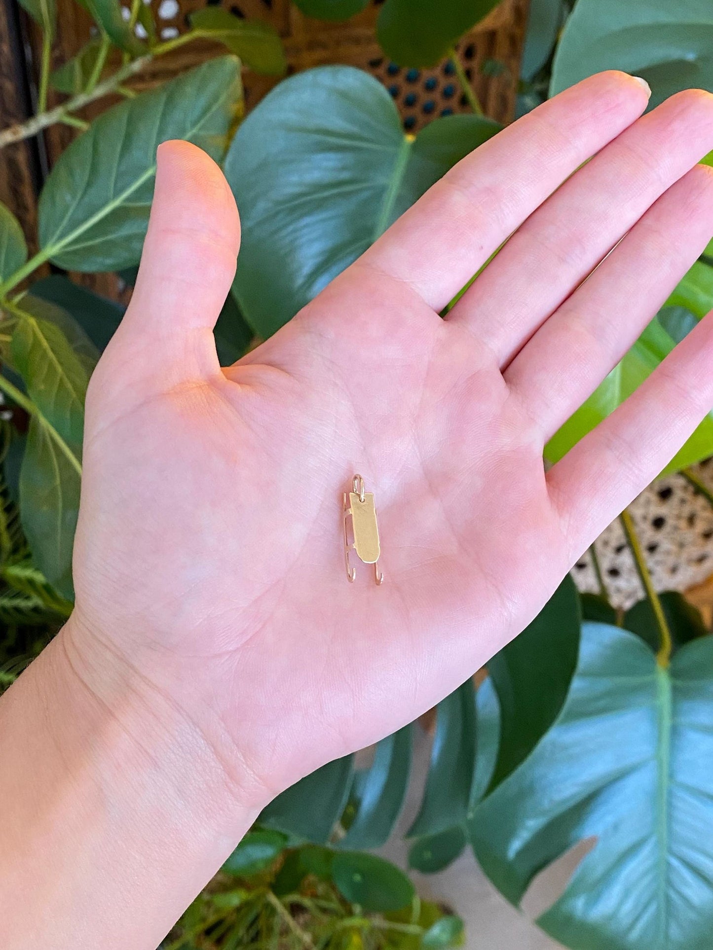 Vintage Solid 9k Yellow Gold Sled Charm