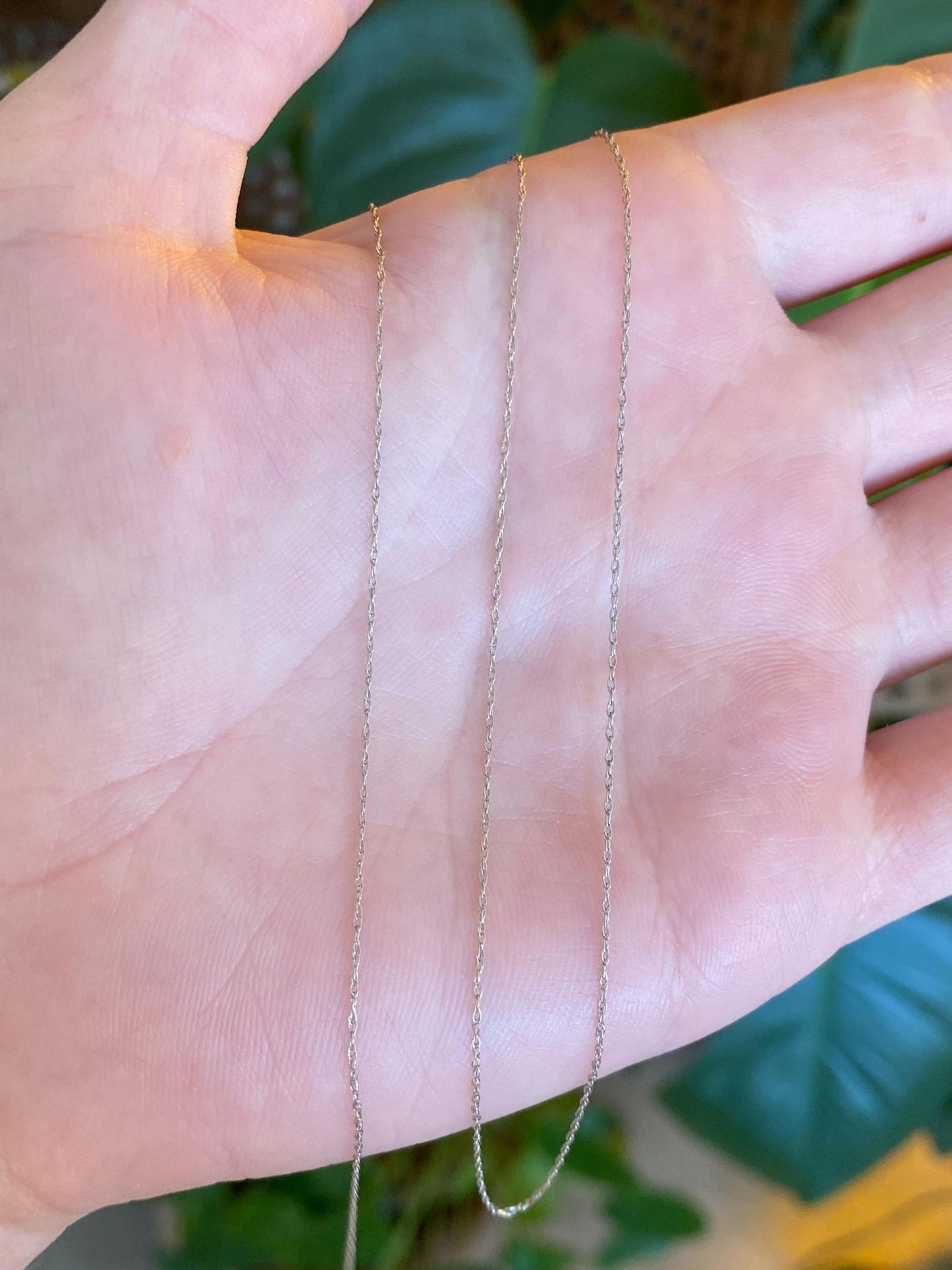 Vintage Solid 10k White Gold Dainty Chain Necklace - 19 inches