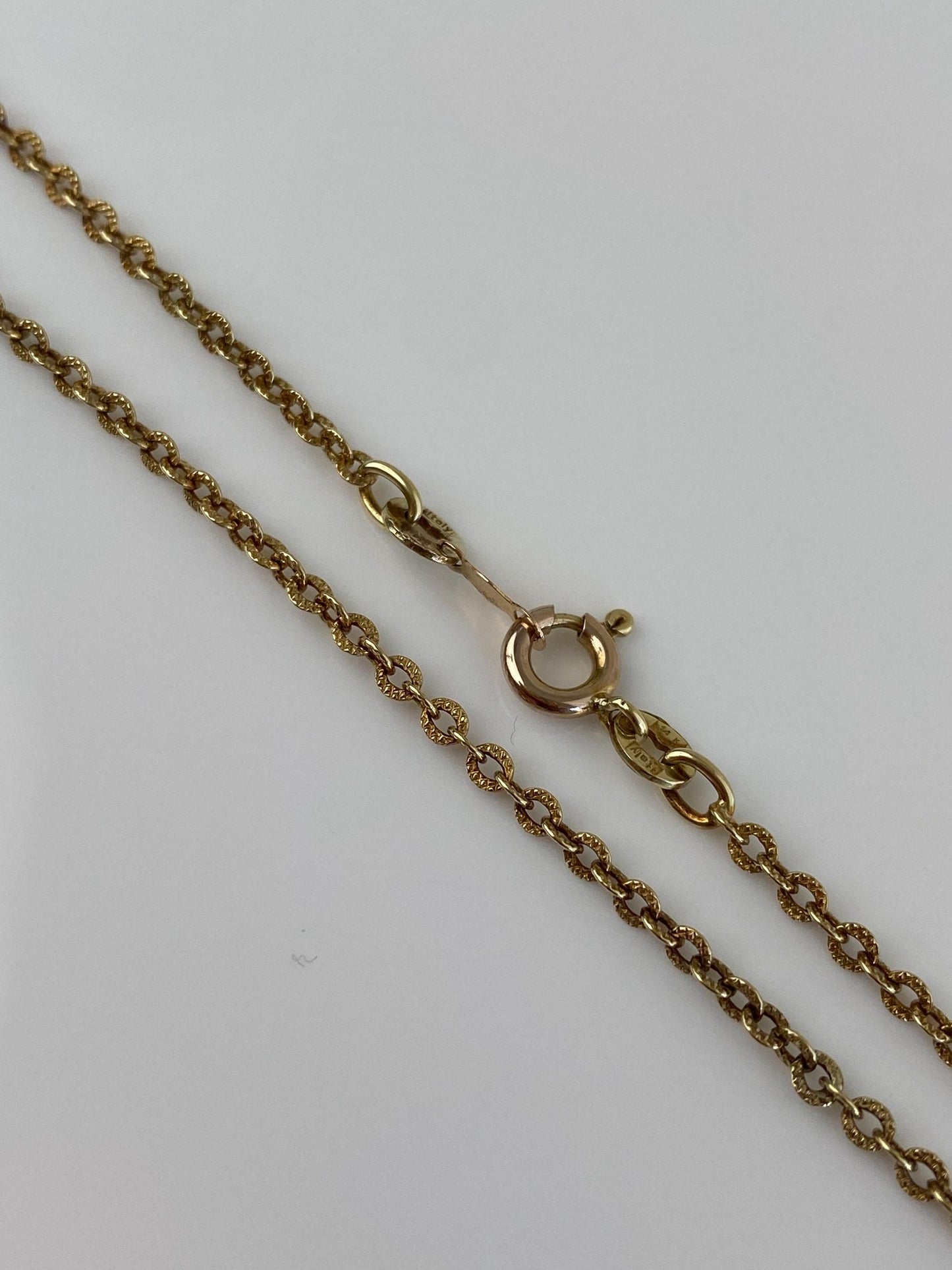 Vintage Solid 14k Yellow Gold Textured Cable Chain Necklace - 15 inches