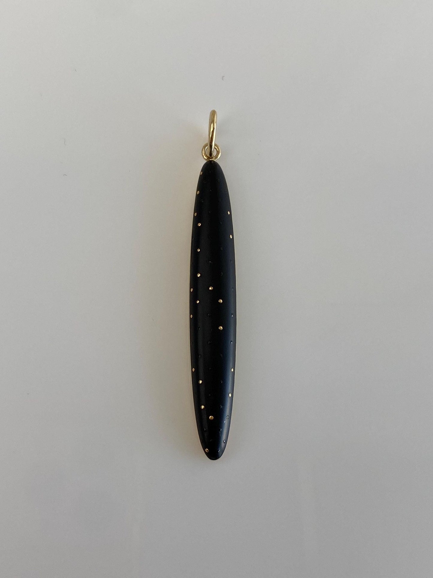 Vintage 14k Yellow Gold Black Enamel Dotted Bar Charm
