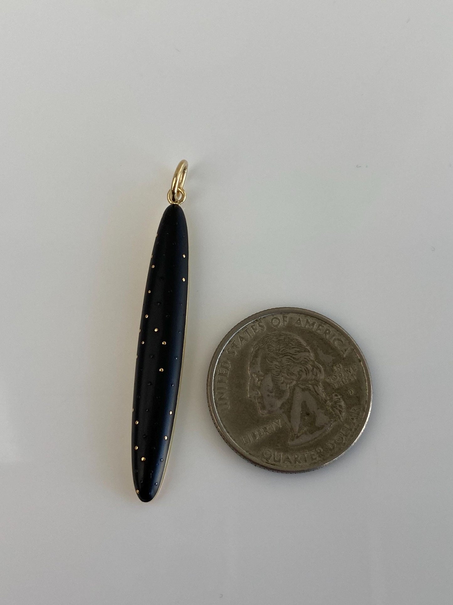 Vintage 14k Yellow Gold Black Enamel Dotted Bar Charm