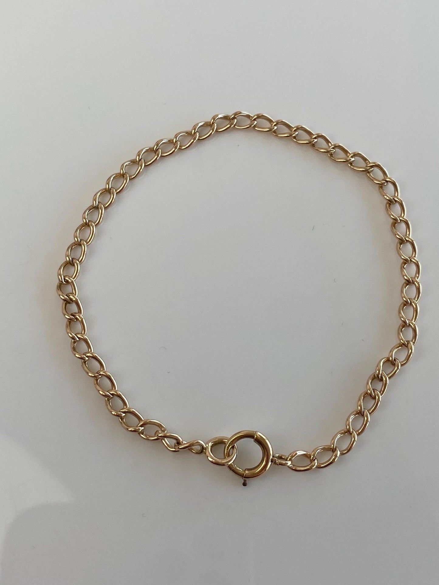 Vintage Solid 10k Yellow Gold Elongated Curb Chain Bracelet - 8 inches