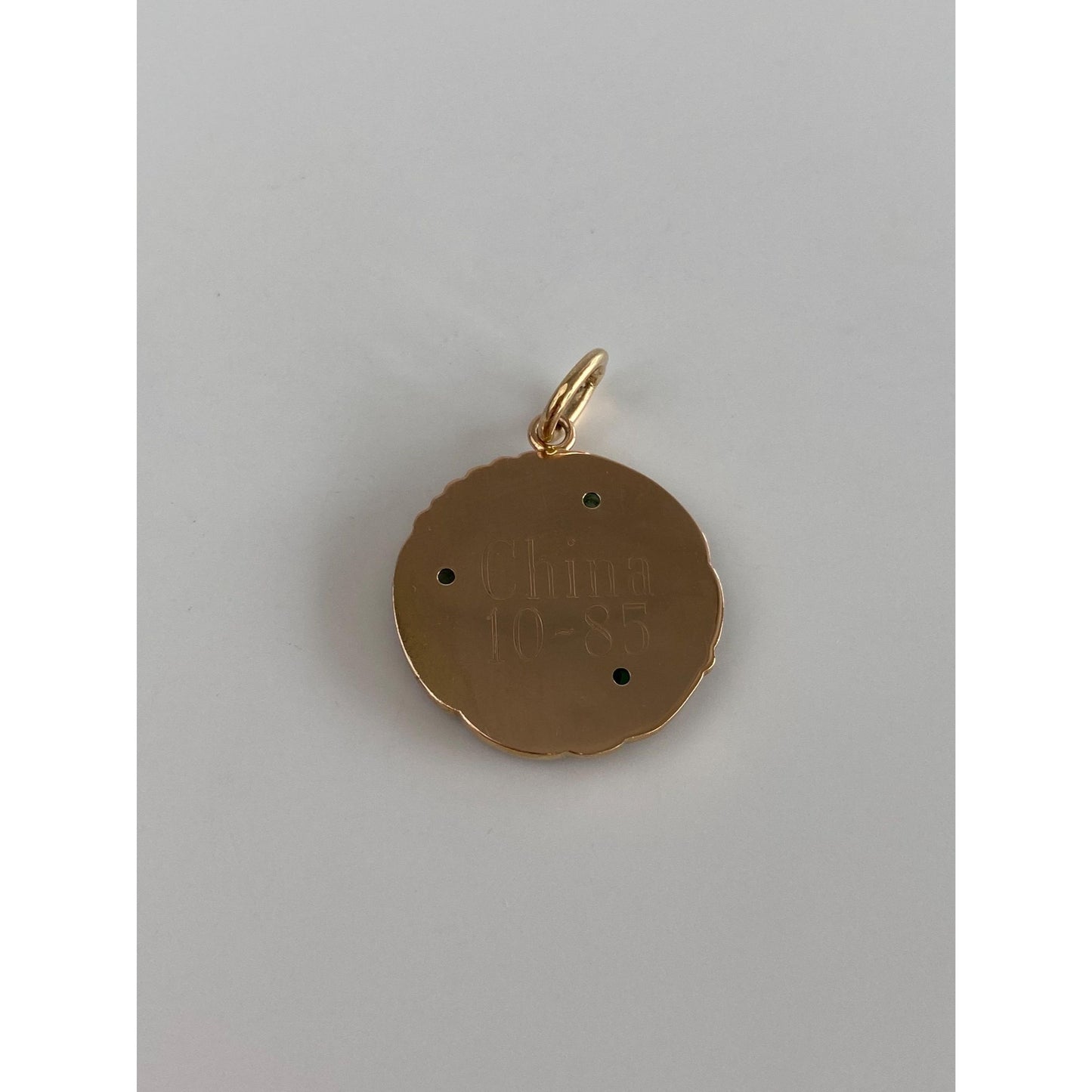 Vintage Solid 14k Yellow Gold Carved Jade Charm