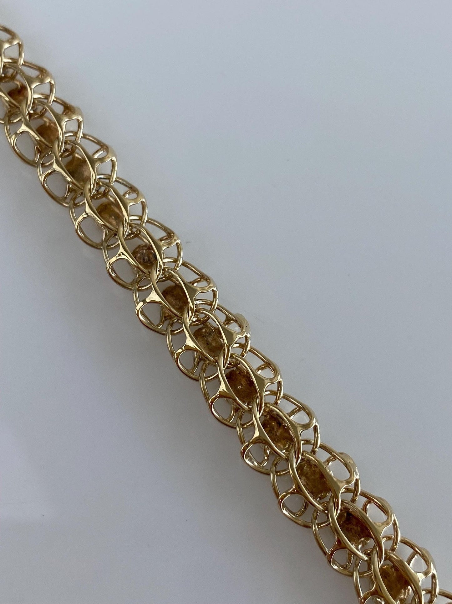 Vintage Solid 14k Yellow Gold Diamond Cut Stars Charm Bracelet - 7.5 inches