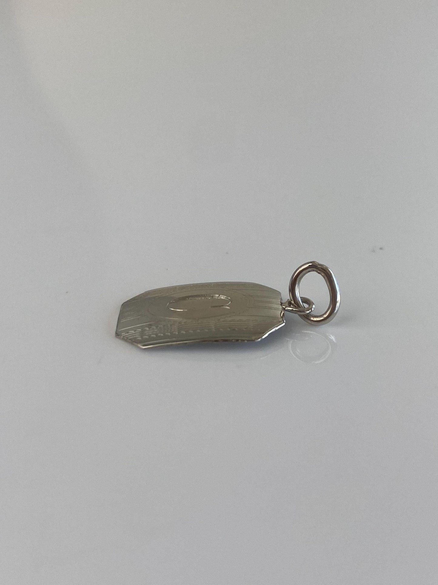 Vintage Solid 14k White Gold Initial 'C' Cufflink Conversion Charm