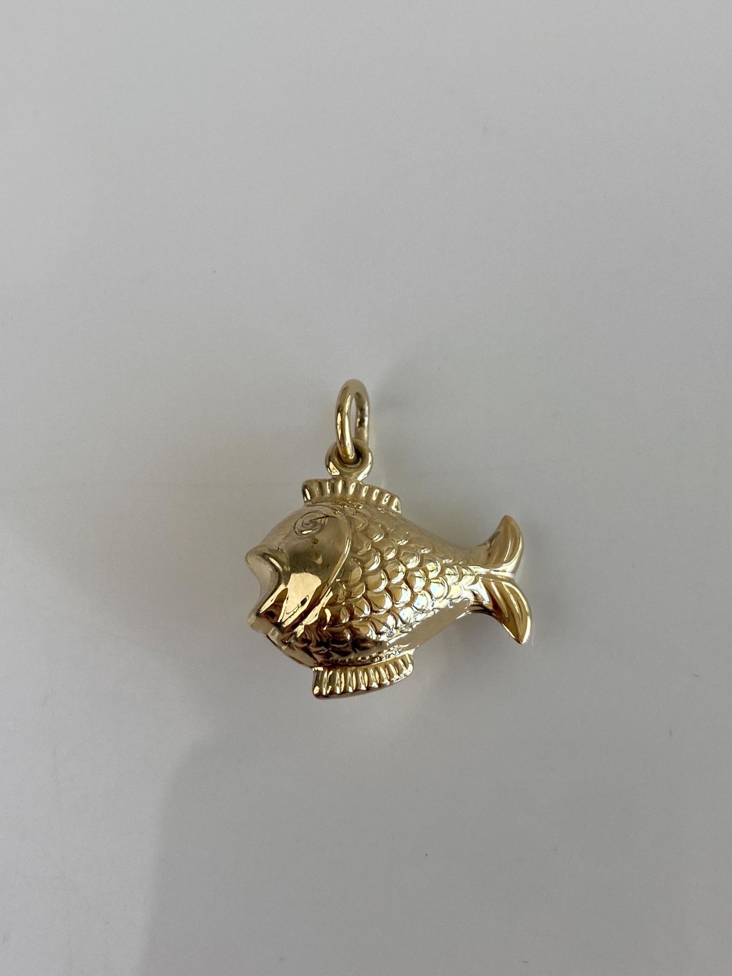 Vintage 14k Yellow Gold Puffy Fish Charm