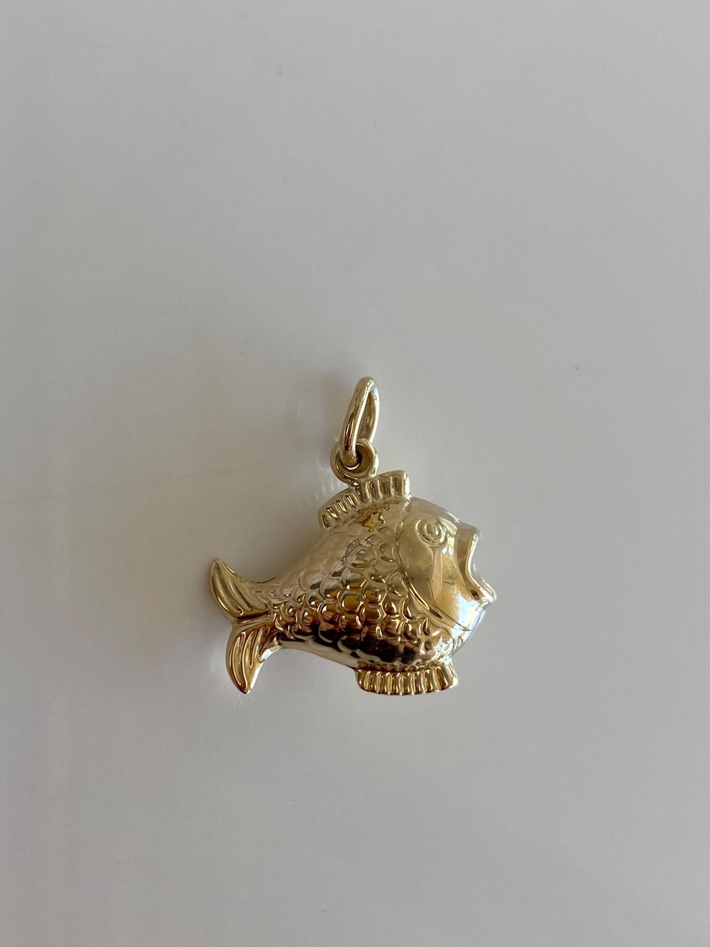 Vintage 14k Yellow Gold Puffy Fish Charm