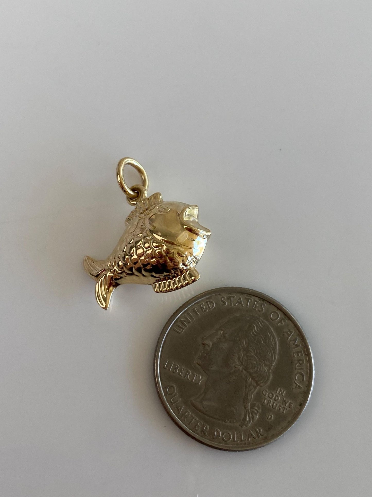 Vintage 14k Yellow Gold Puffy Fish Charm