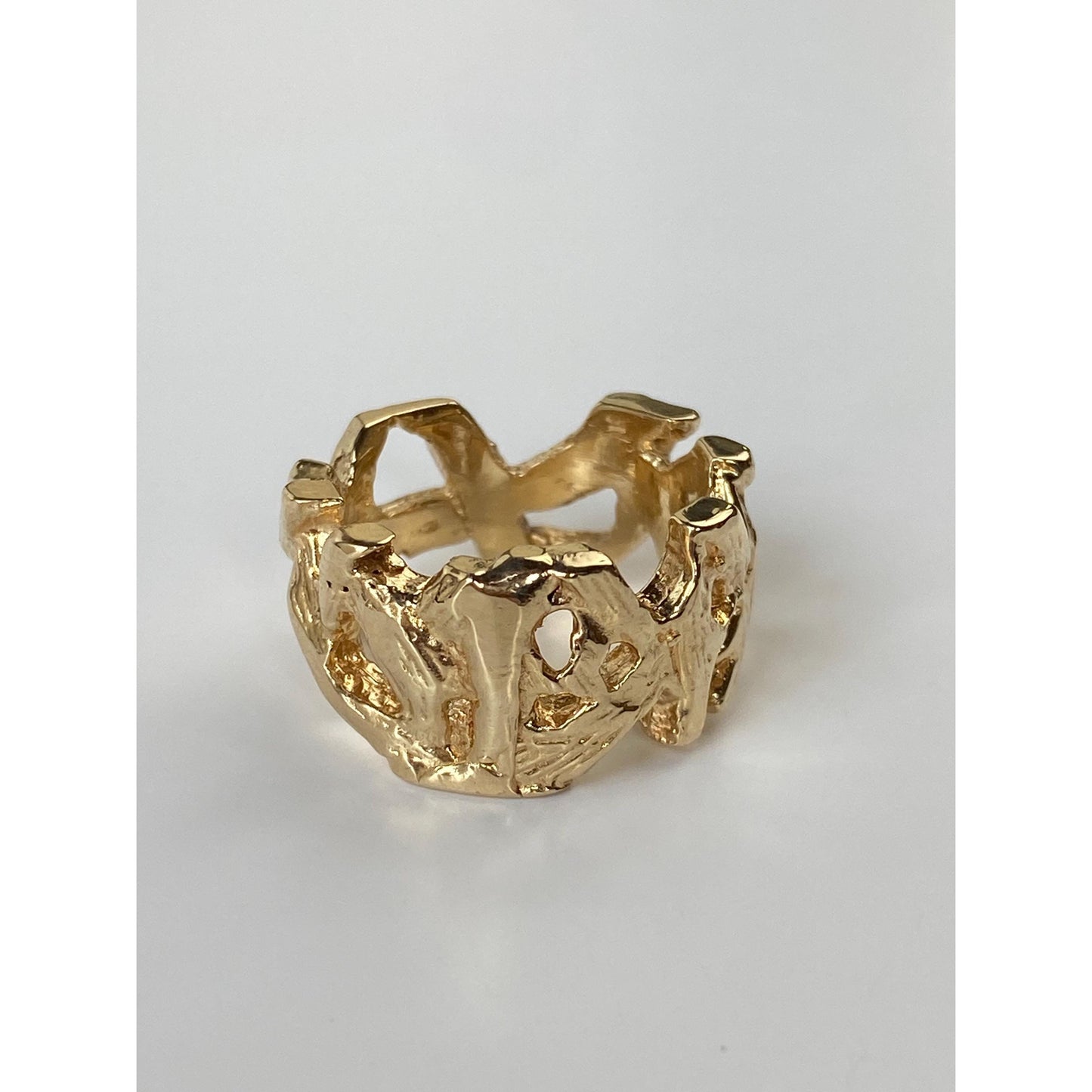 Vintage Solid 14k Yellow Gold Branch Woodsy Ring Band - Size 4.25