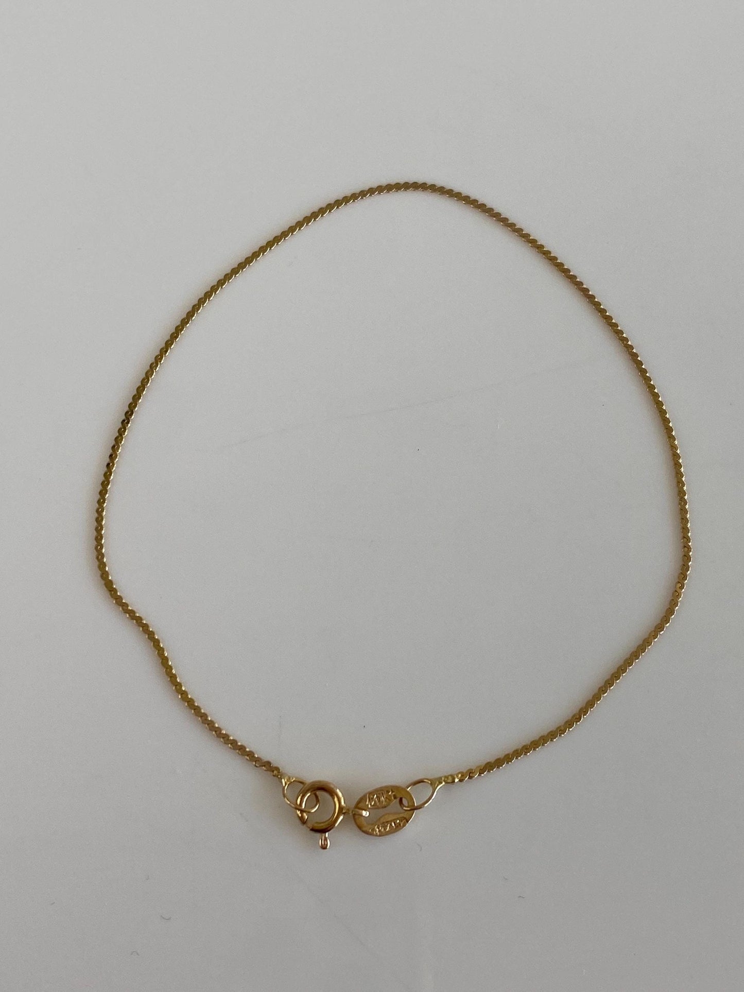Vintage Solid 14k Yellow Gold Dainty Serpentine Chain Bracelet - 7 inches