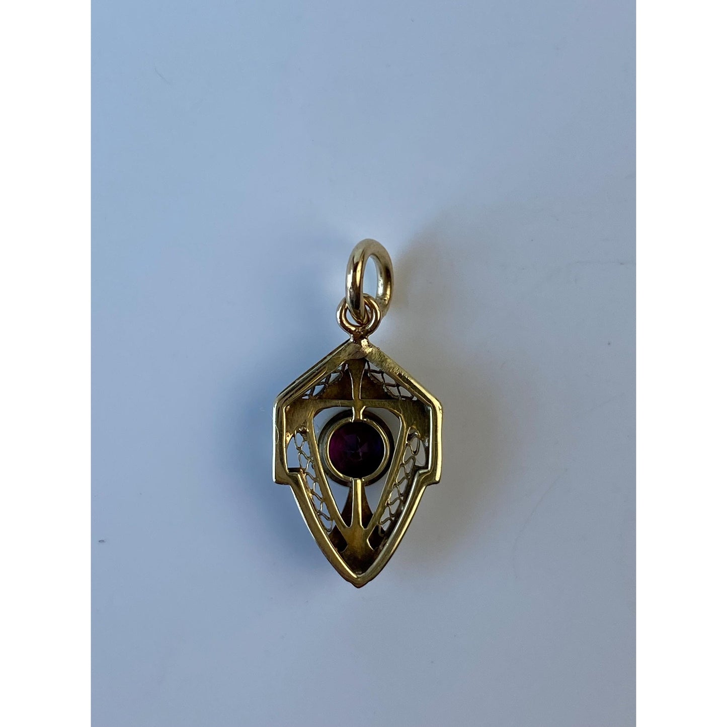 Solid 14k White & Yellow Gold Purple Cubic Zirconia Art Deco Style Stick Pin Conversion Charm