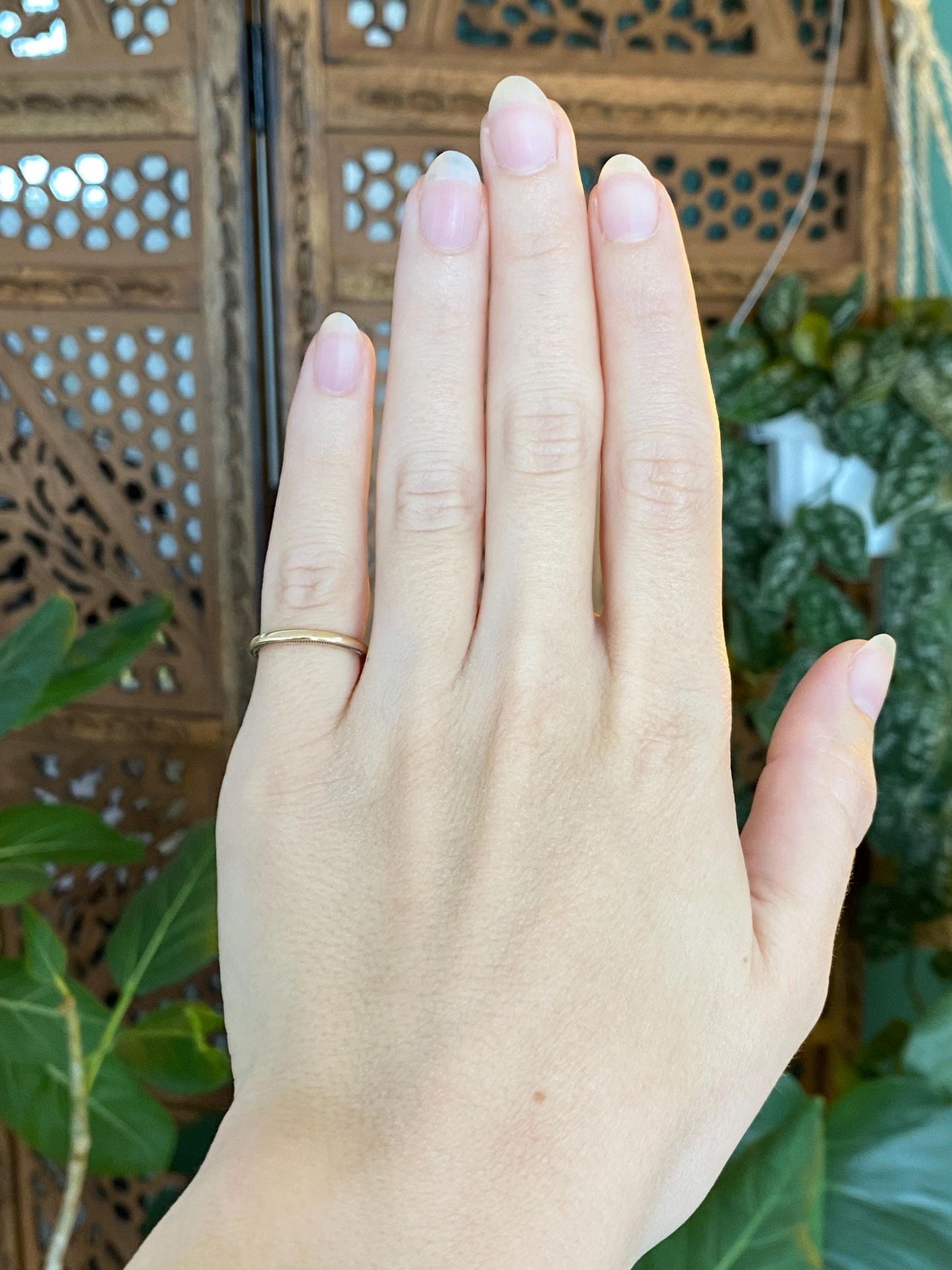 Vintage Solid 14k Yellow Gold Miligrain Ring Band - Size 4.25