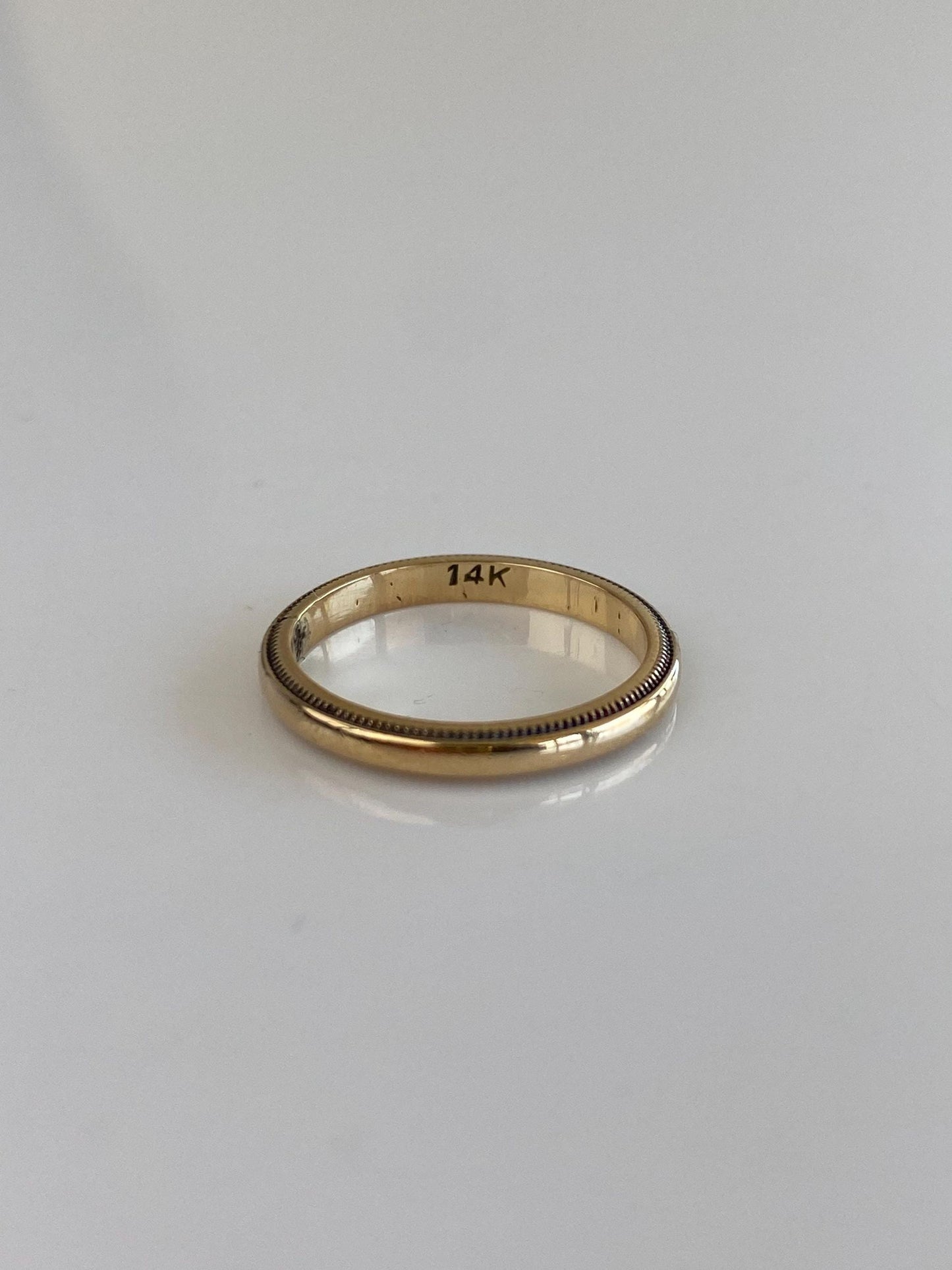 Vintage Solid 14k Yellow Gold Miligrain Ring Band - Size 4.25