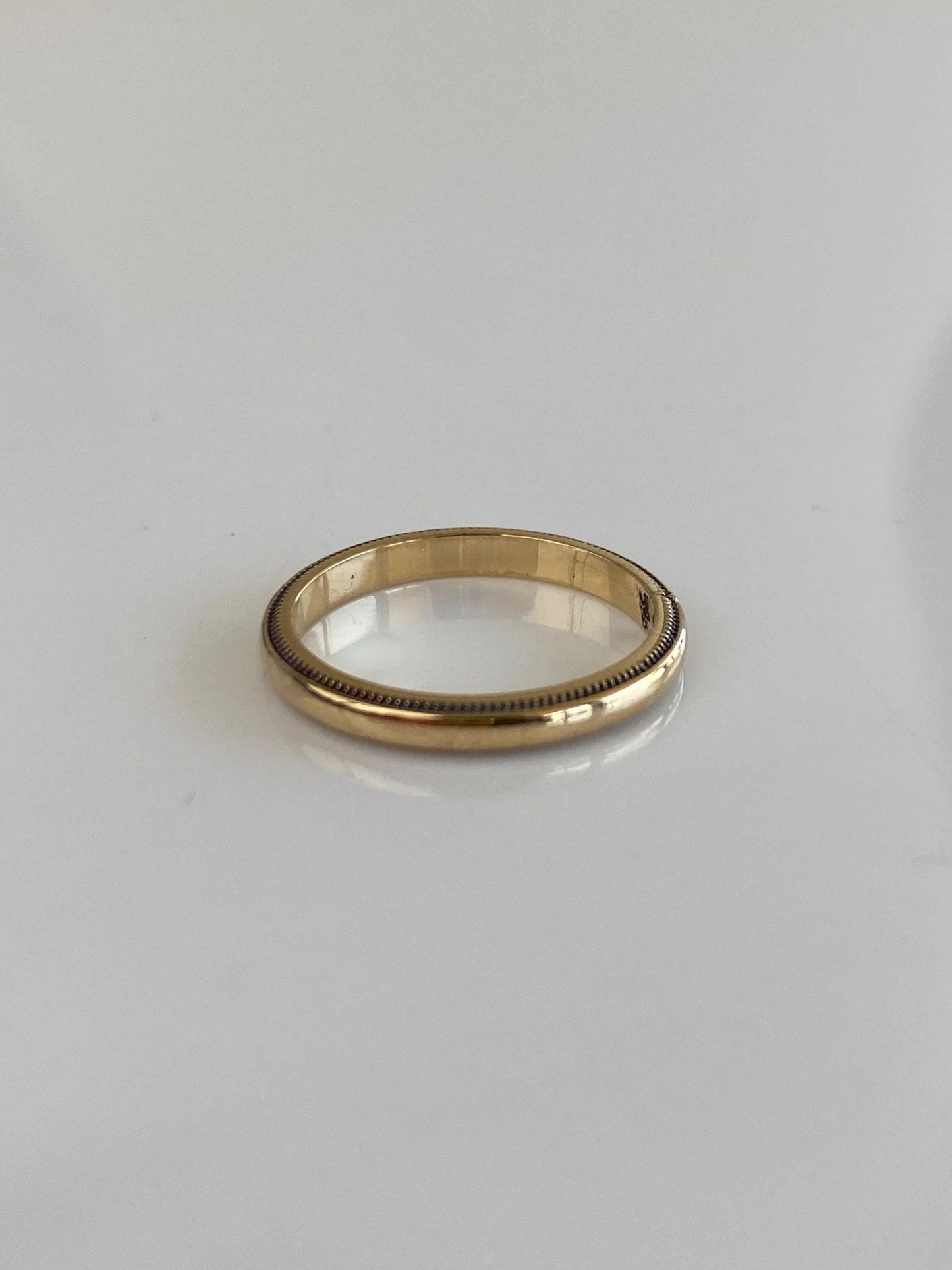 Vintage Solid 14k Yellow Gold Miligrain Ring Band - Size 4.25