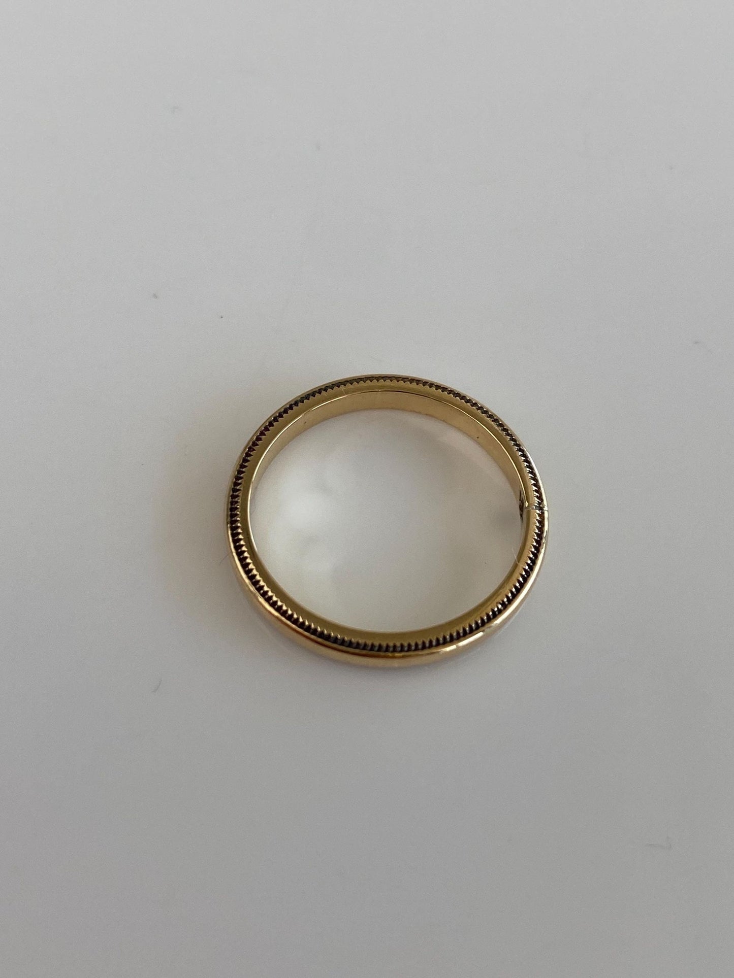Vintage Solid 14k Yellow Gold Miligrain Ring Band - Size 4.25