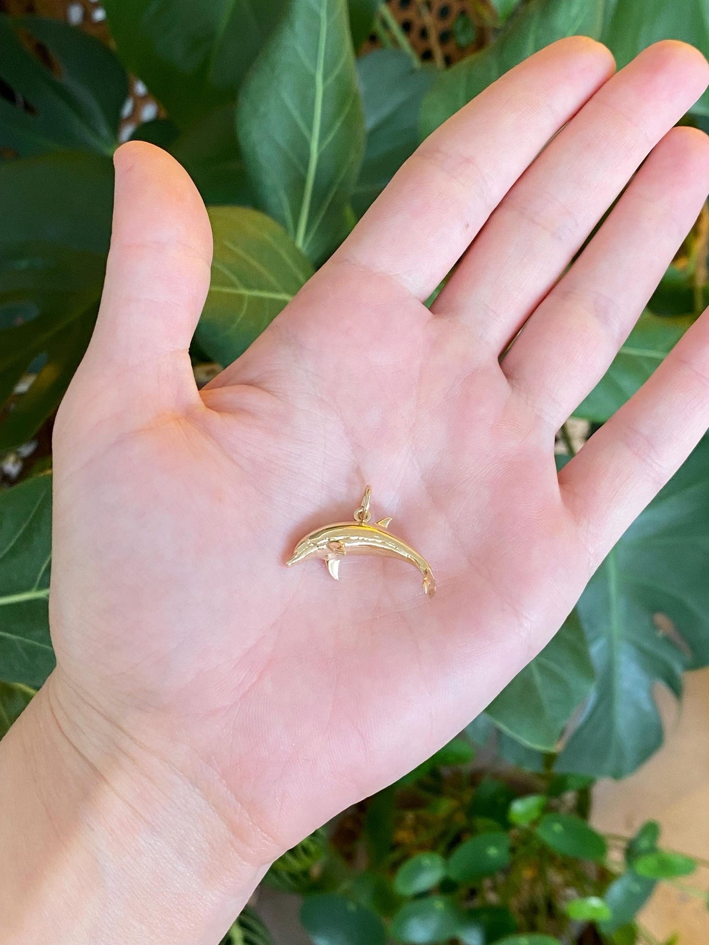 Vintage Solid 14k Yellow Gold Dolphin Charm