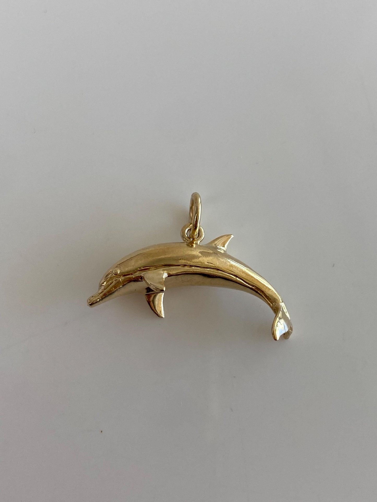 Vintage Solid 14k Yellow Gold Dolphin Charm