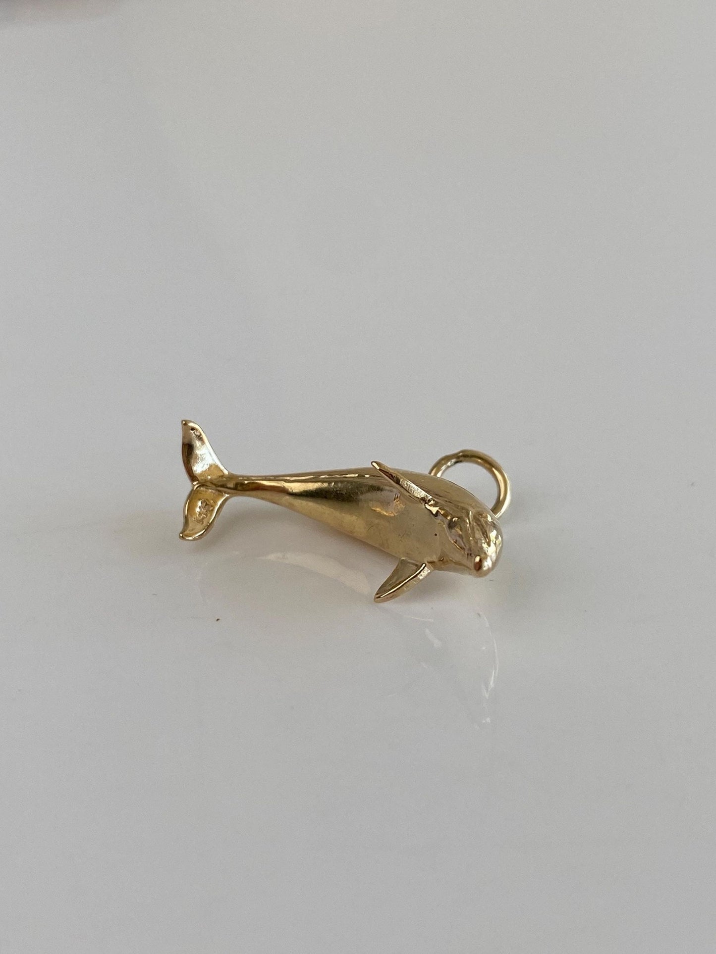 Vintage Solid 14k Yellow Gold Dolphin Charm