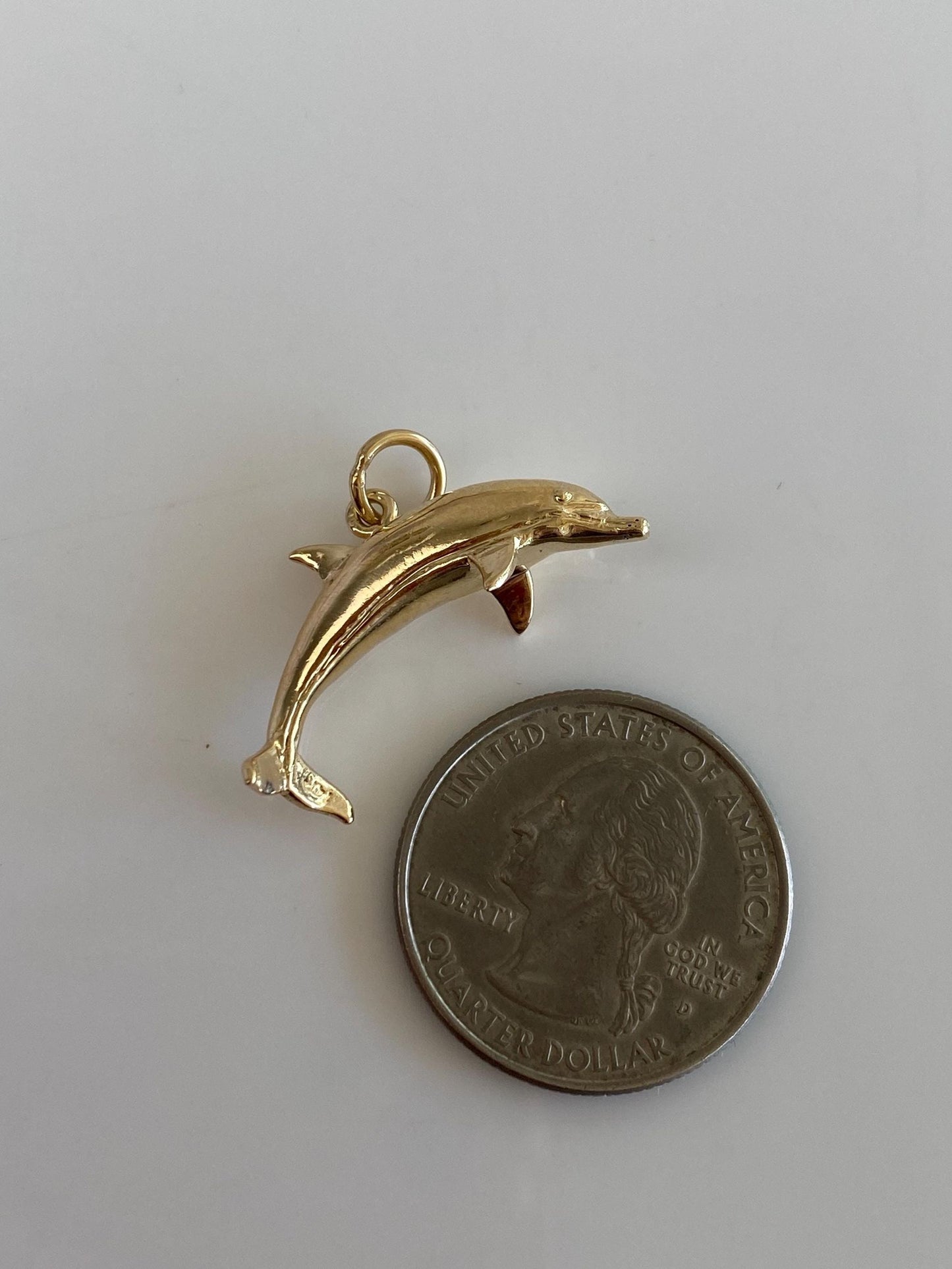 Vintage Solid 14k Yellow Gold Dolphin Charm