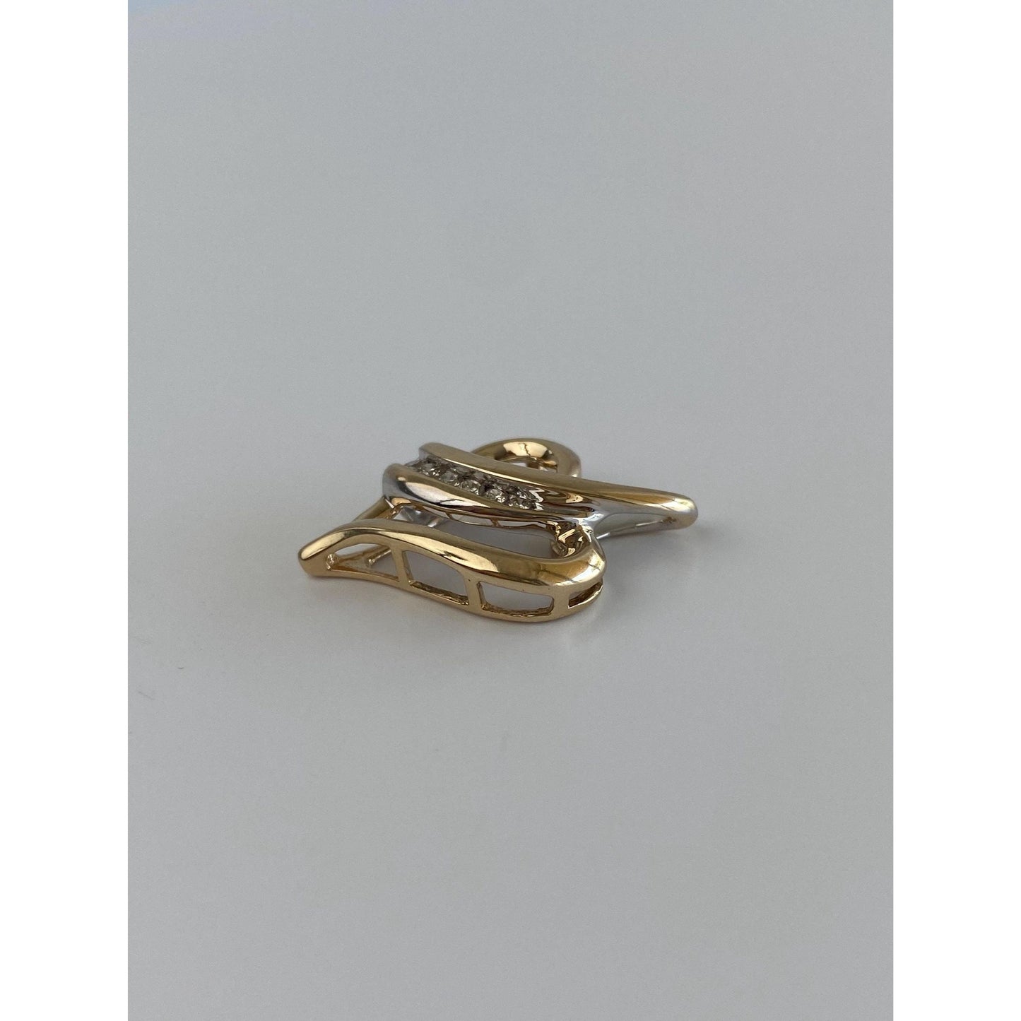 Vintage Solid 10k White & Yellow Gold Diamond Heart Charm