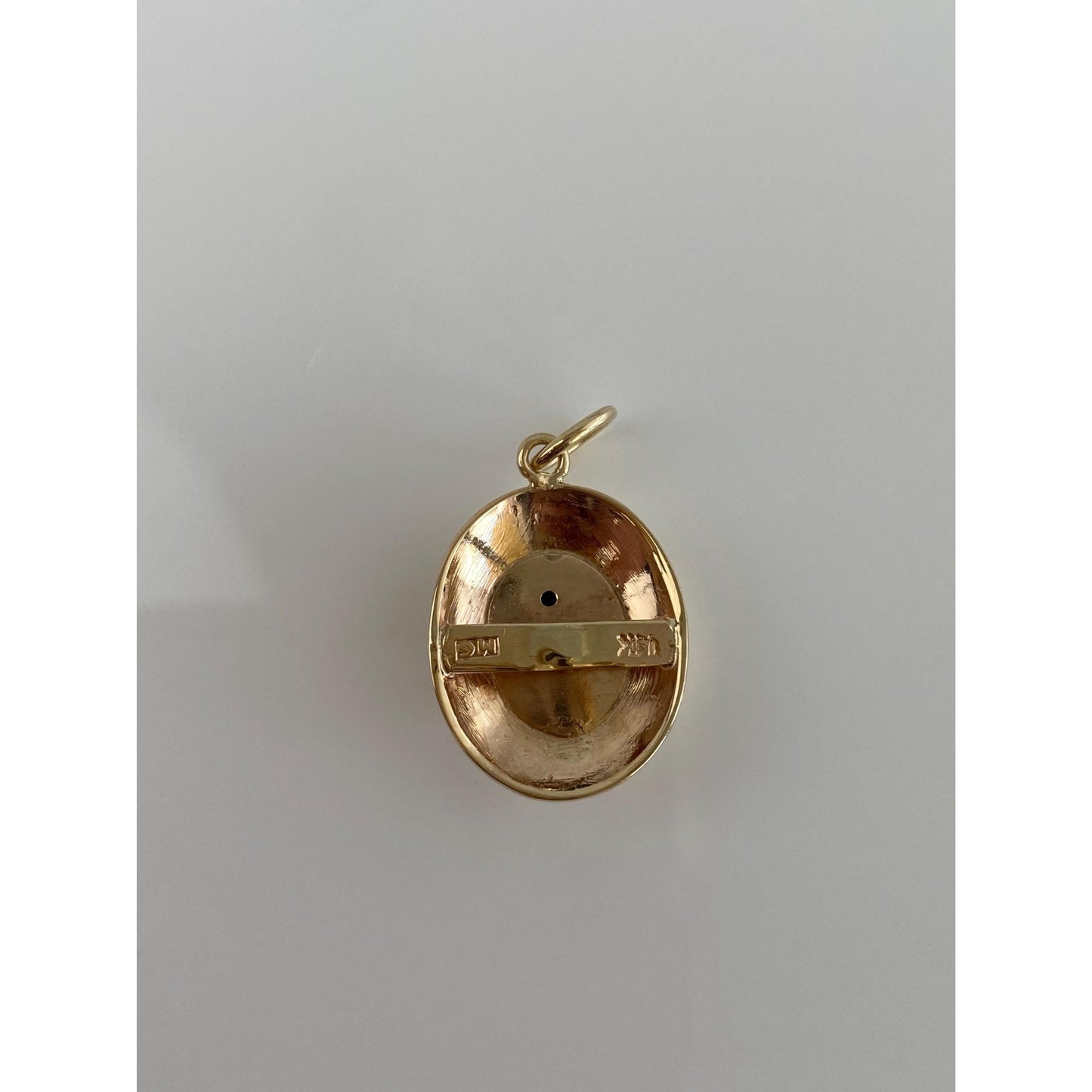 Vintage Solid 14k Yellow Gold Green Agate Cufflink Conversion Charm