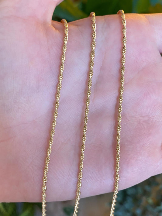 Vintage Solid 14k Yellow Gold Twist Chain Necklace - 27 inches