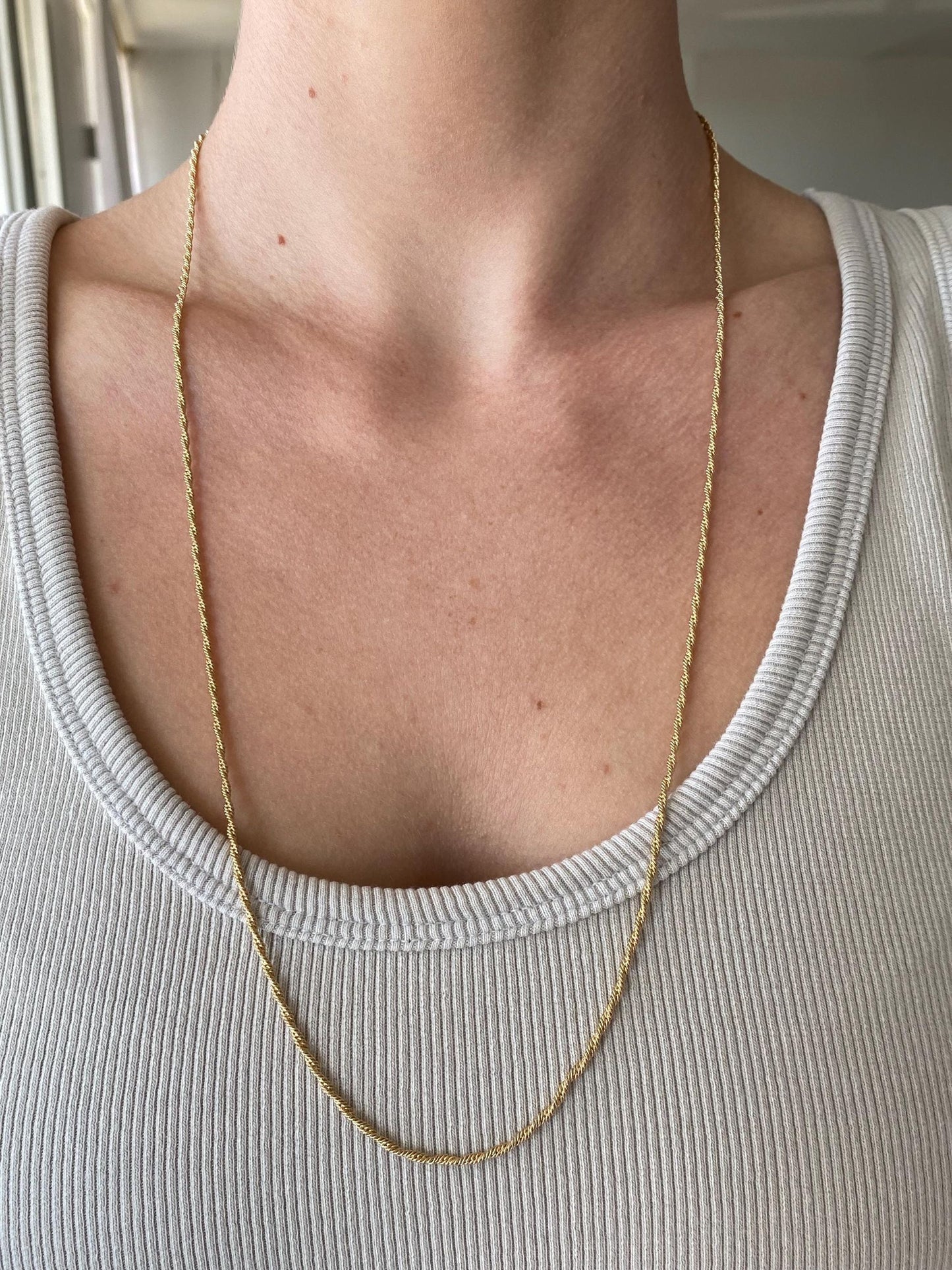 Vintage Solid 14k Yellow Gold Twist Chain Necklace - 27 inches